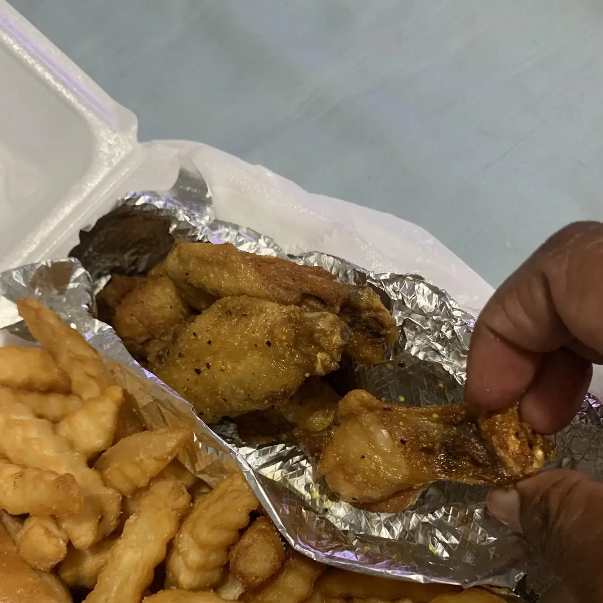 Lemon Pepper Chicken Wings and Fries