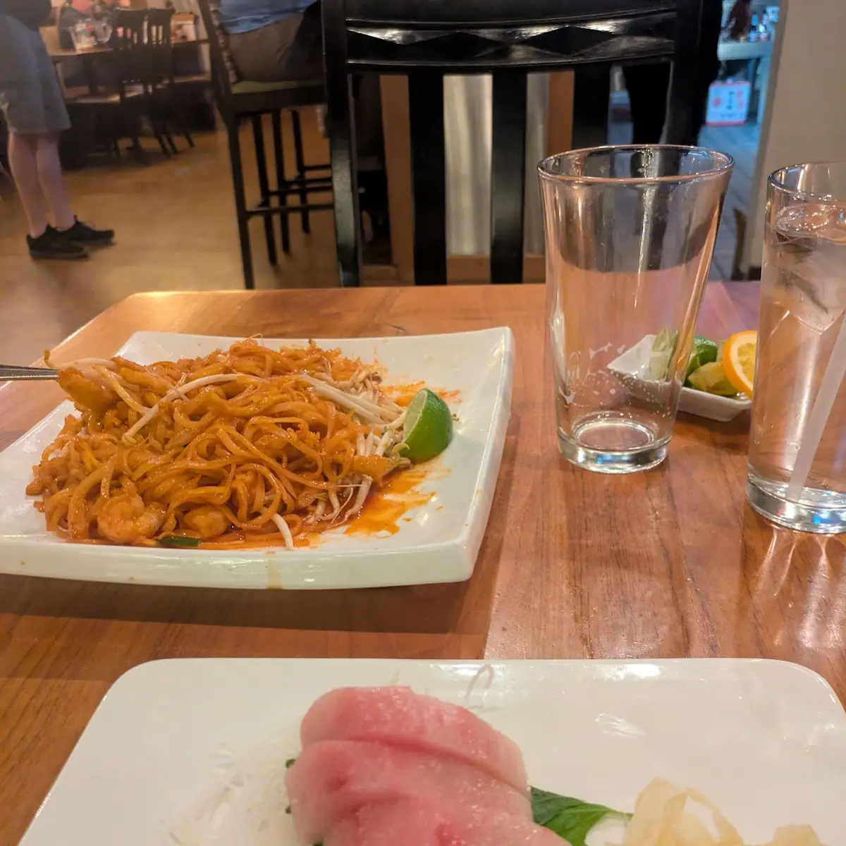 Pad Thai Noodles Yellowtail Sashimi