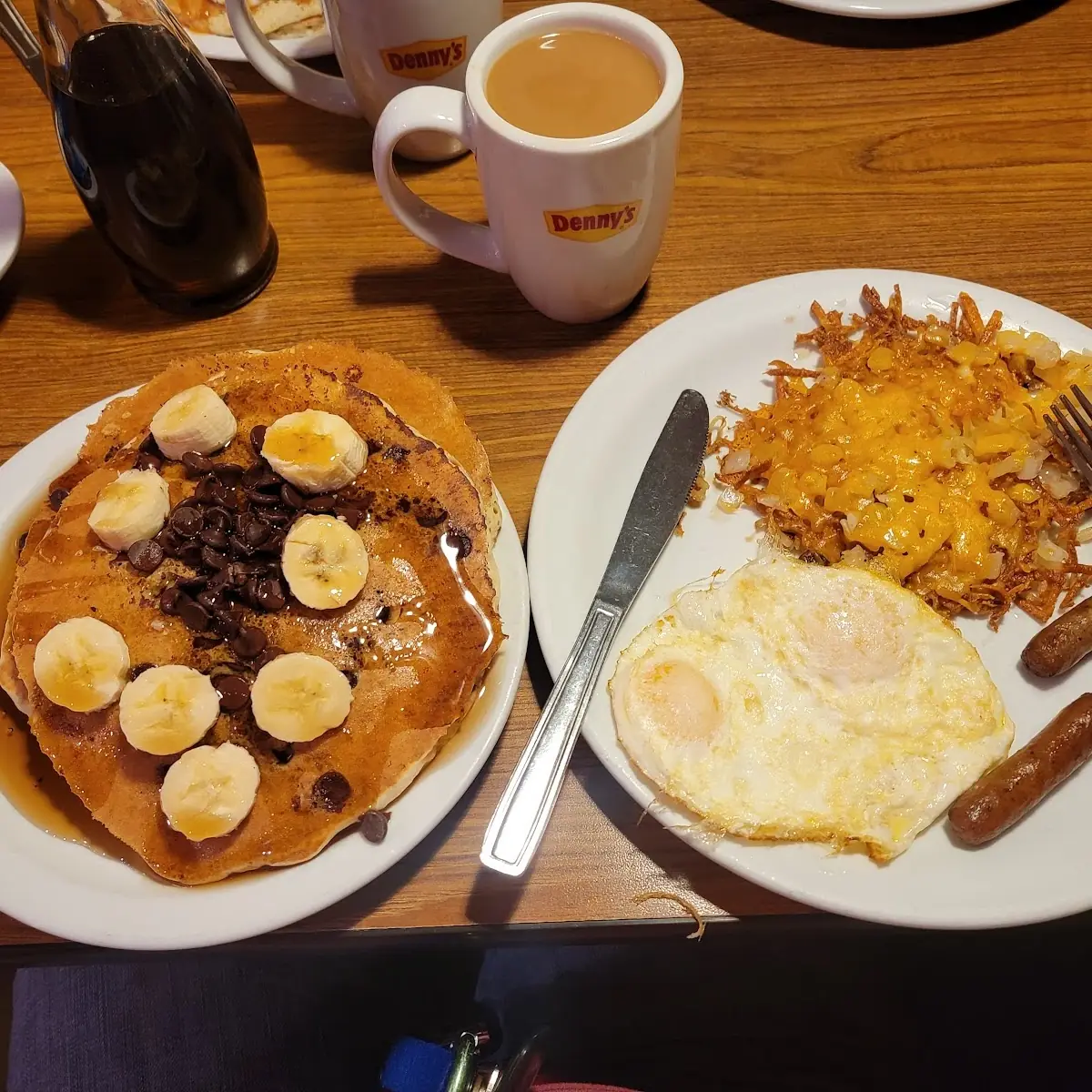 Chocolate Banana Pancake Breakfast with Hash