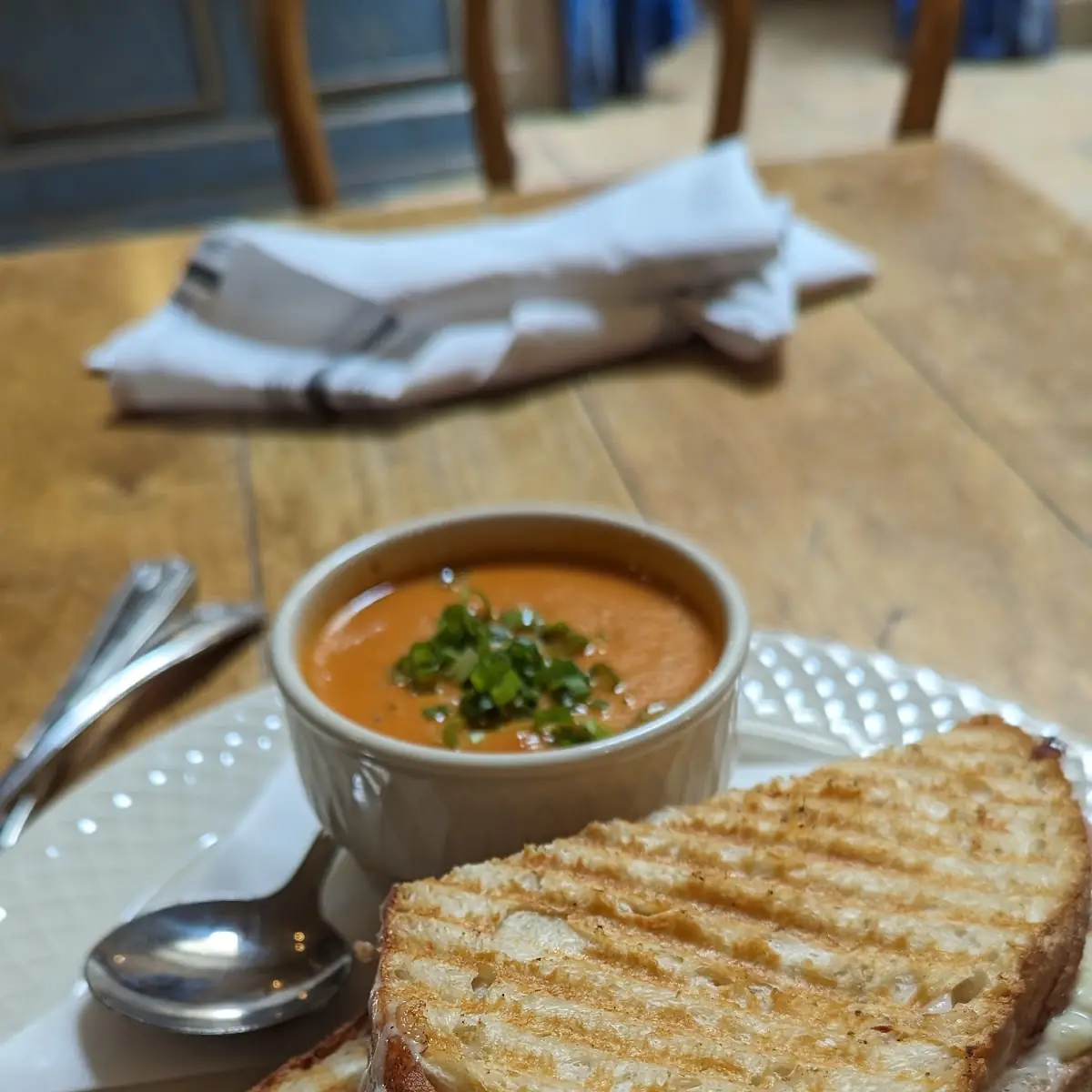 Grilled Cheese Panini & Tomato Bisque