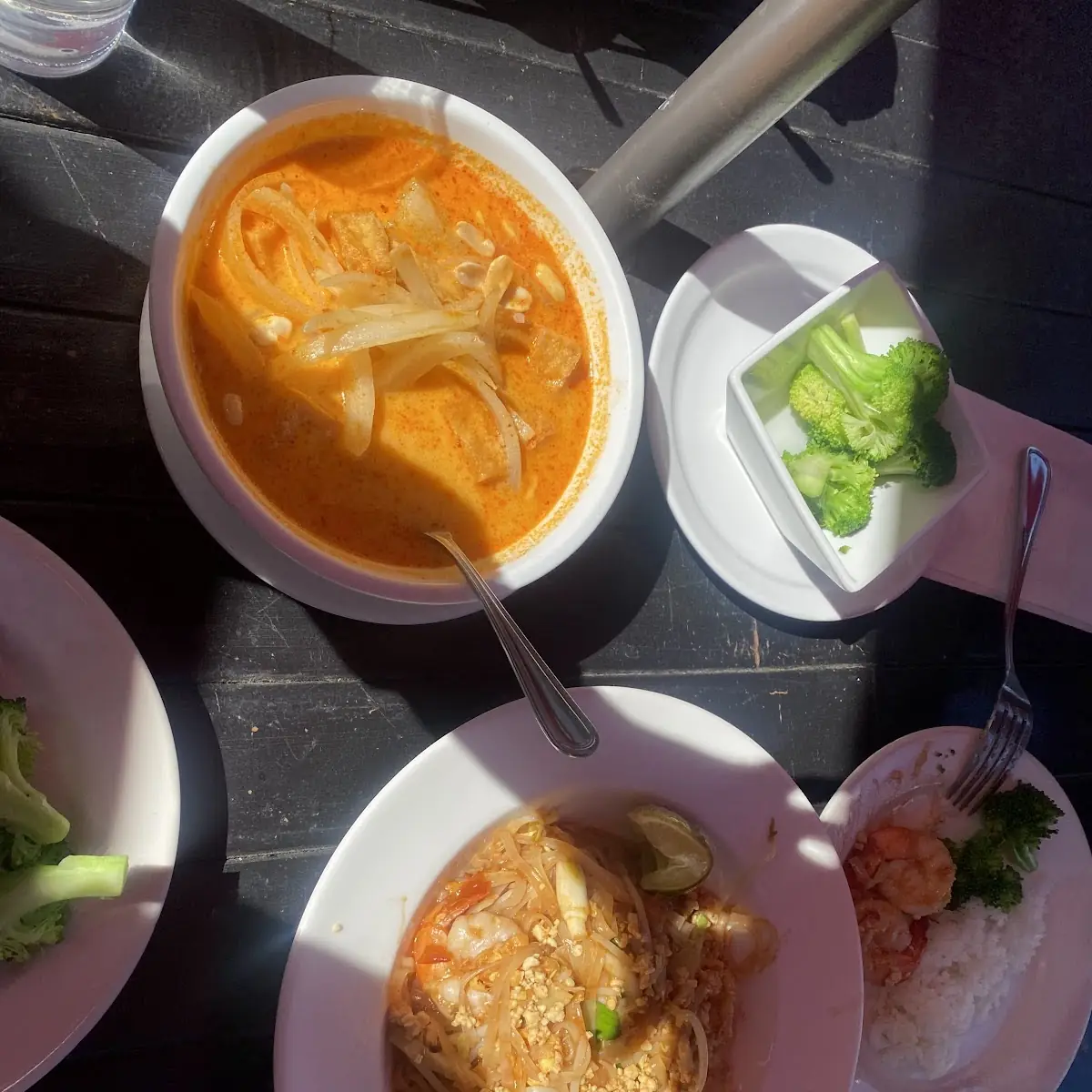 Shrimp Pad Thai and Massaman Curry