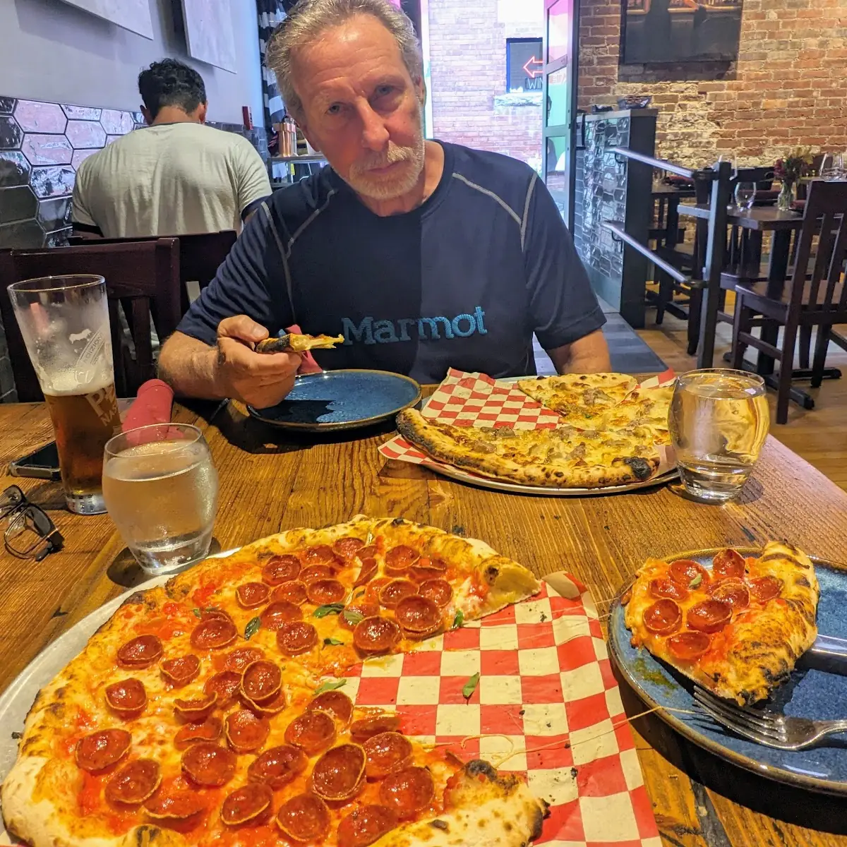 Pepperoni Pizza Front Sausage Pizza Back
