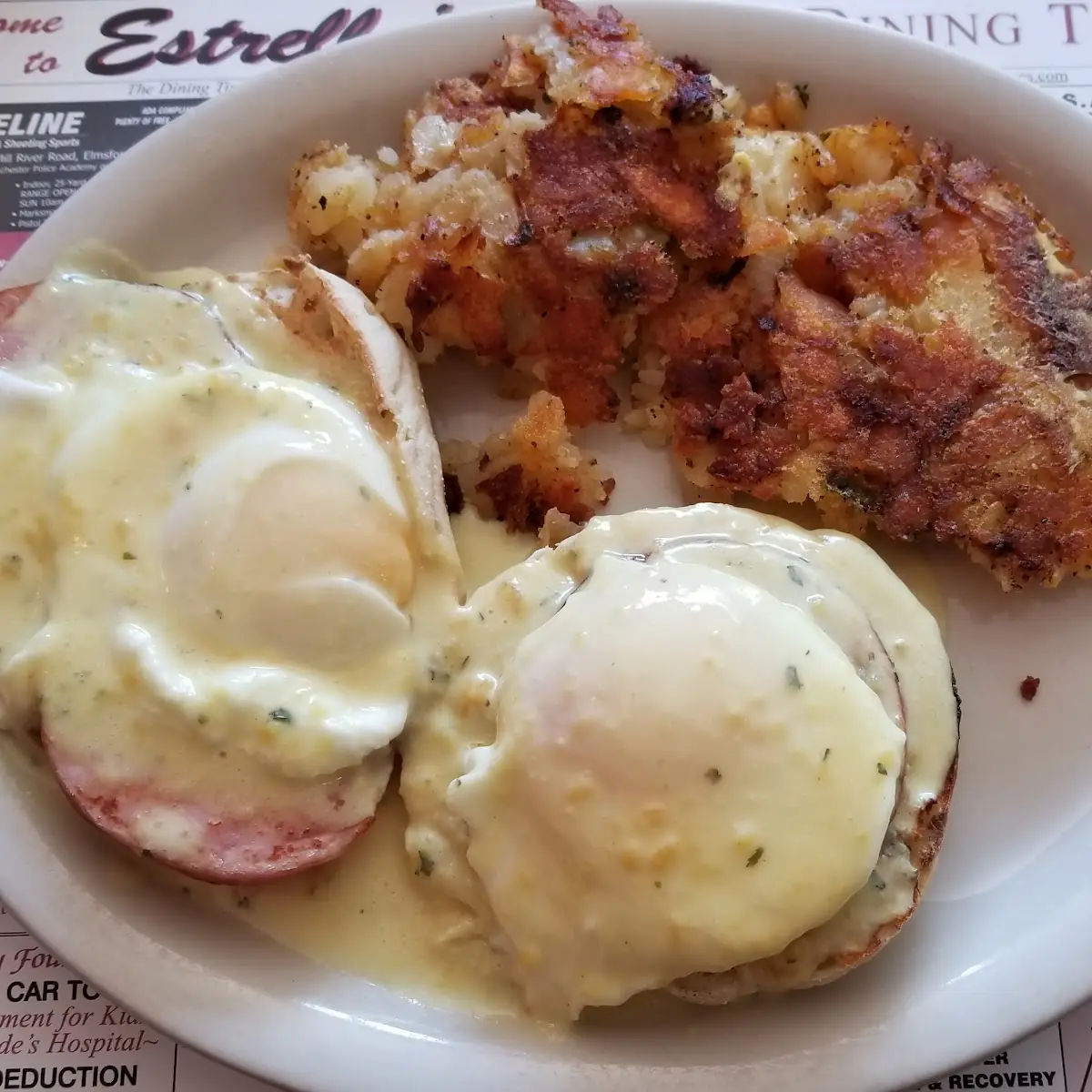 Country Style Milanese Steak & Eggs with Hash Brown & Two Buttermilk Pancakes