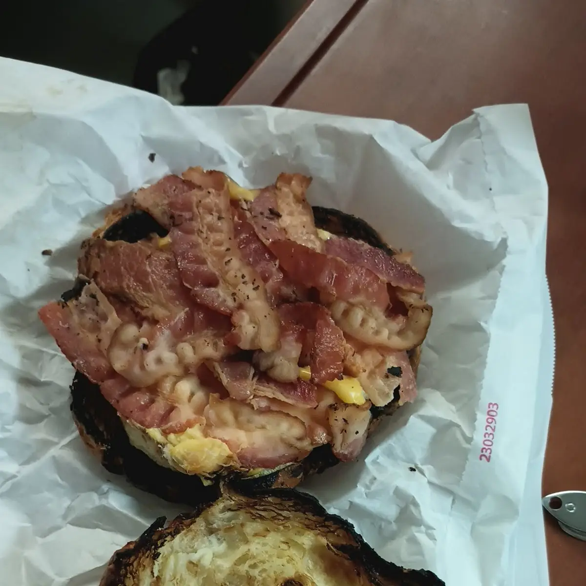 Bacon Egg and Cheese Croissant Burnt