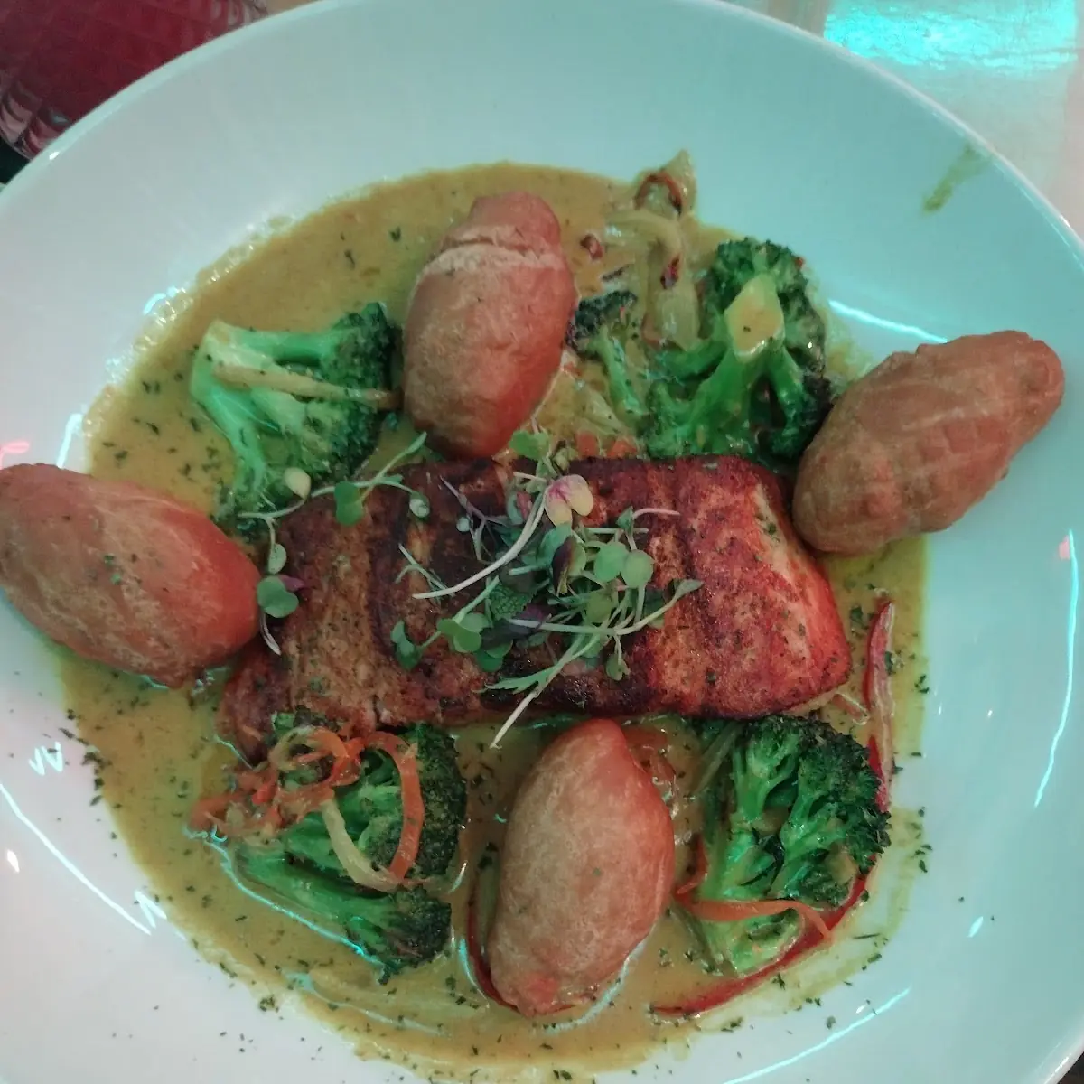 Salmon with Fried Dumpling