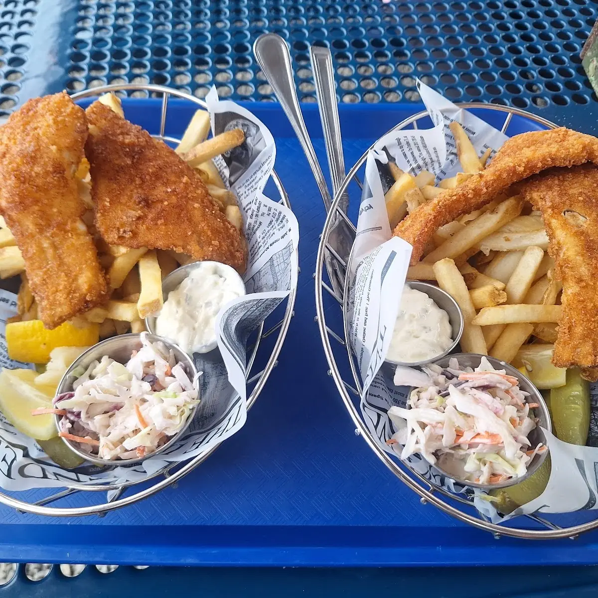 Fried Fish and Chips with Tartar Sauce