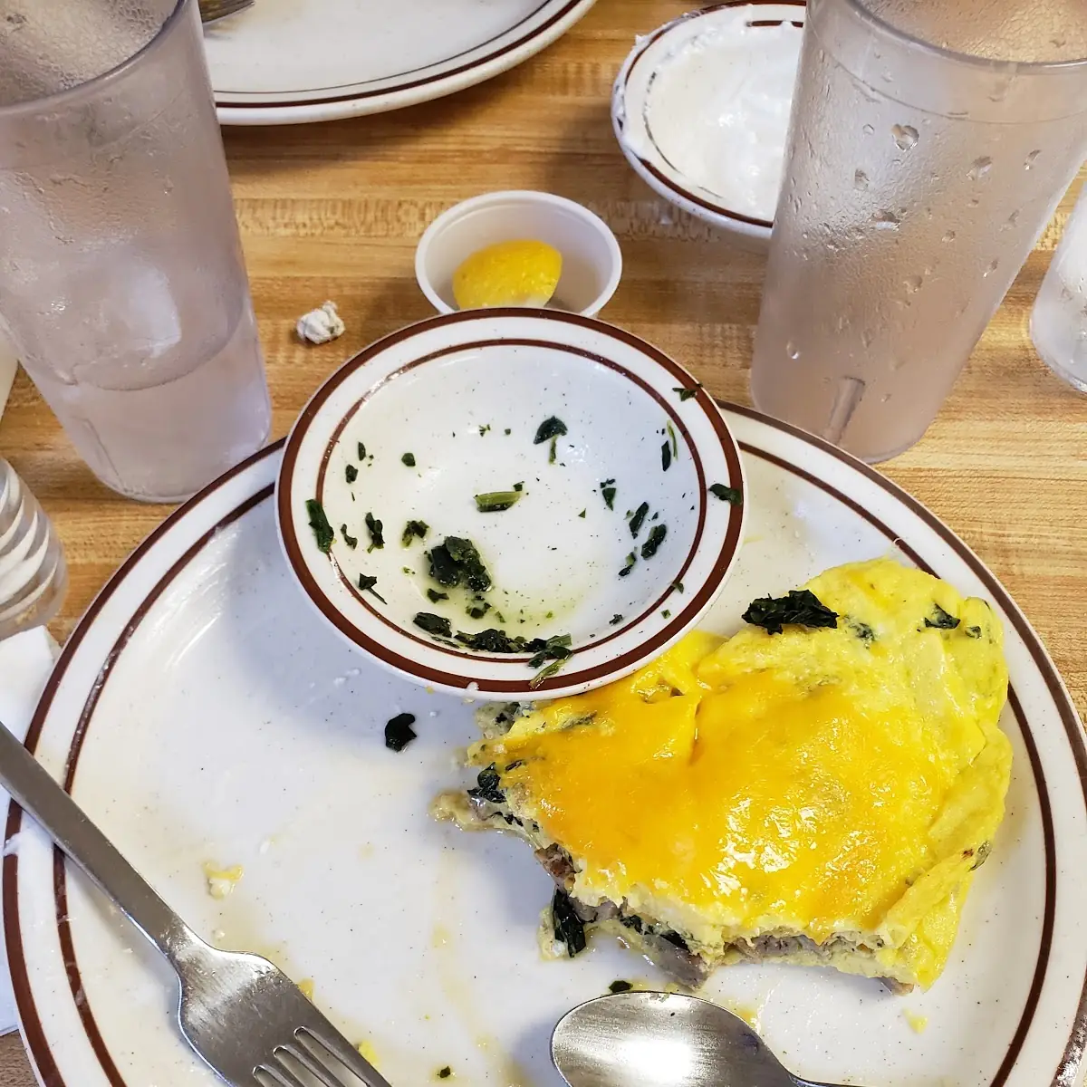 Spinach Sausage Onion and Cheddar Cheese Omelette