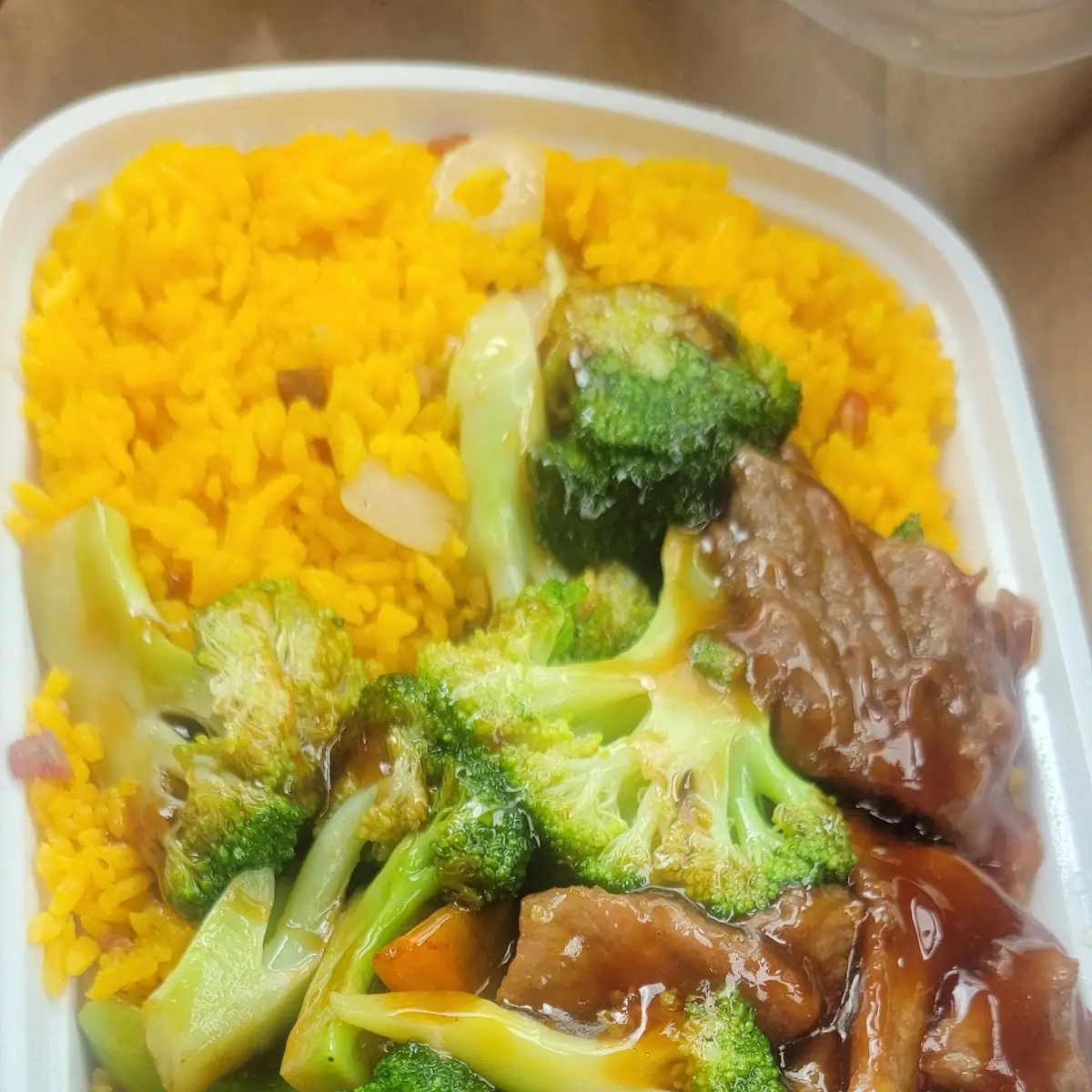 Beef and Broccoli with Yellow Rice