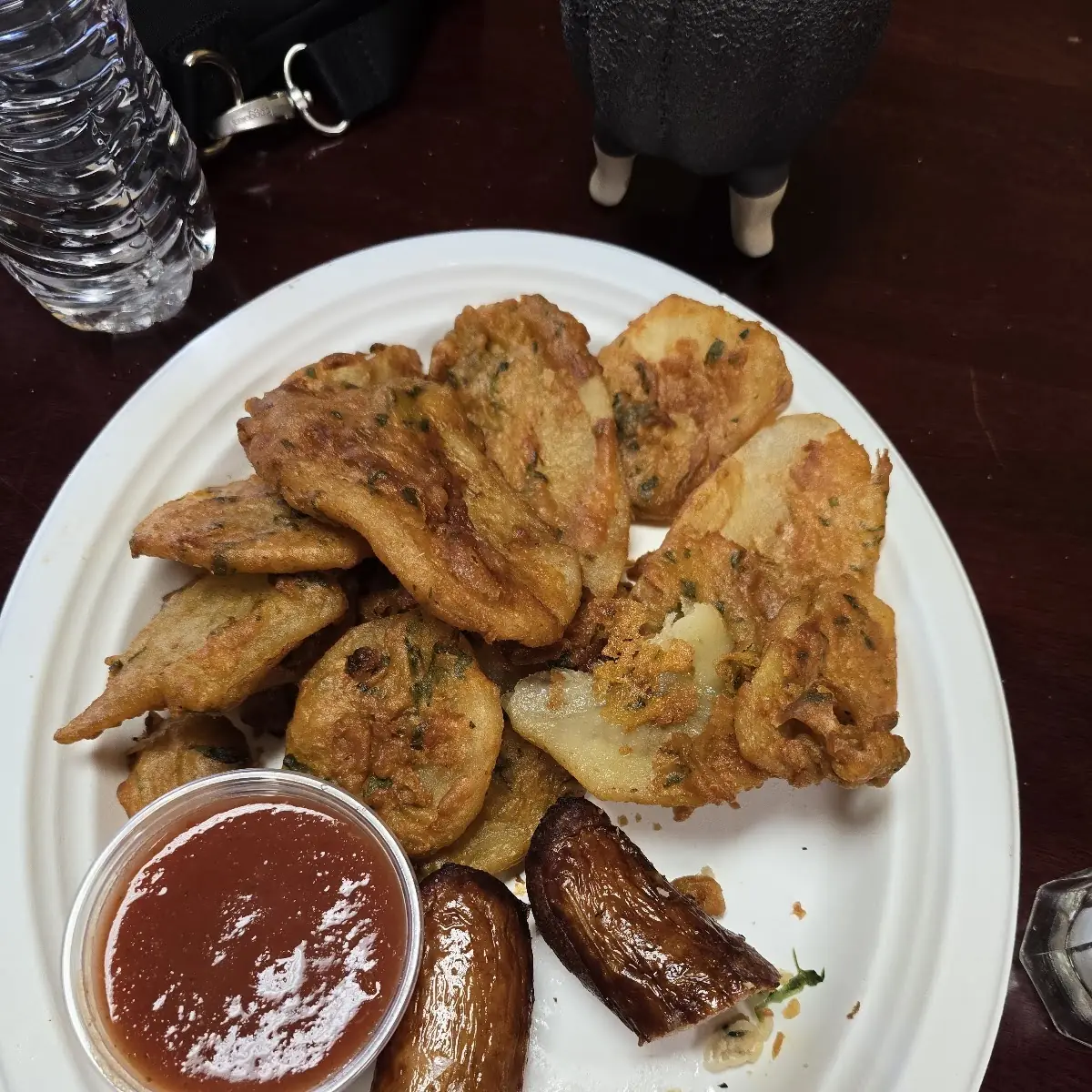 Battered and Deep Fried Potatoes Plus 2 Sausage