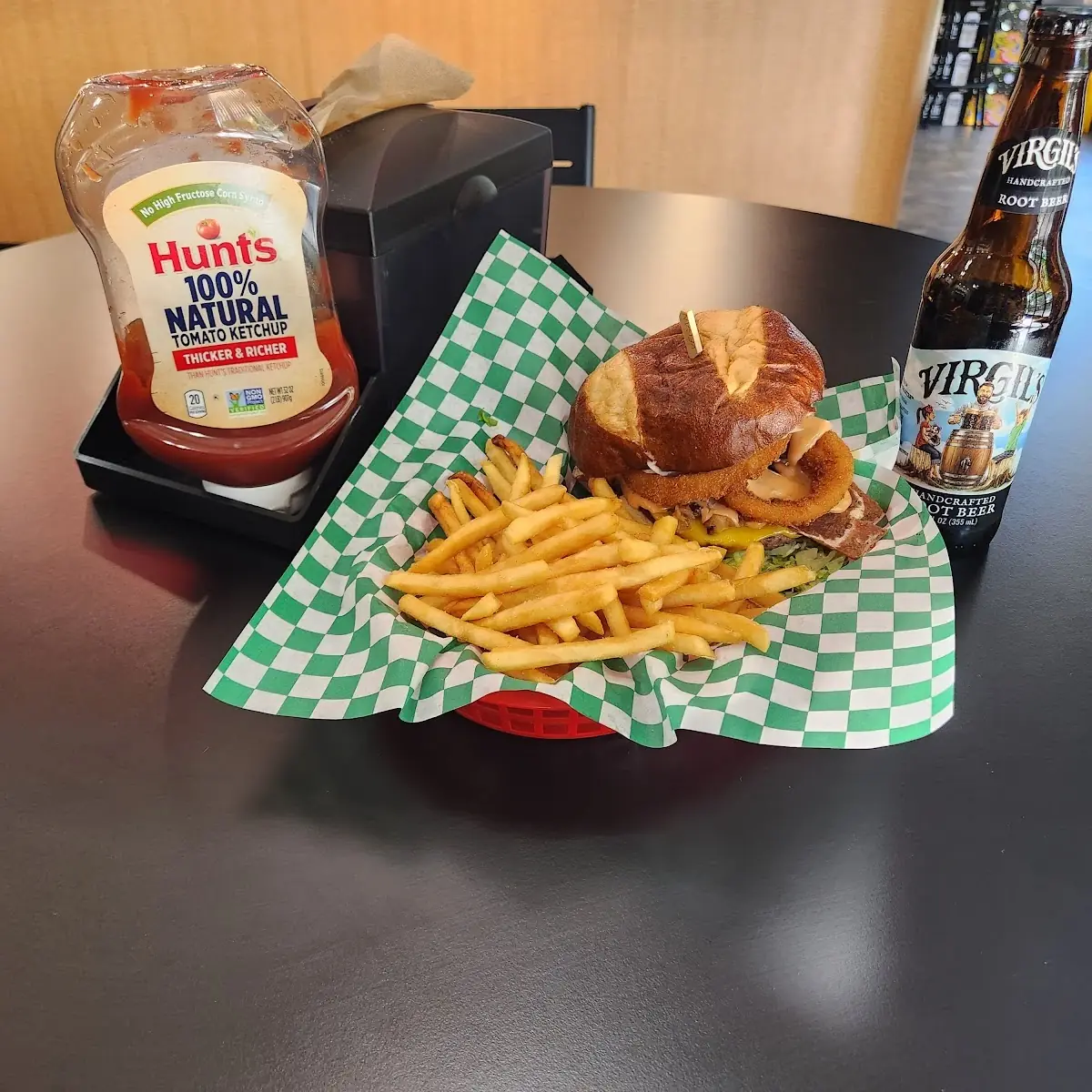 Campfire Burger with Virgil's Bottled Rootbeer