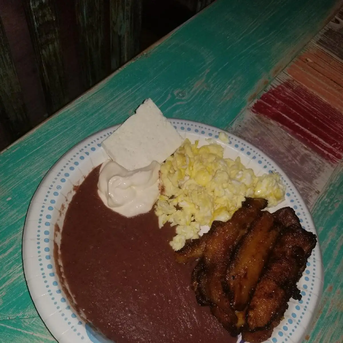 Platanos Fritos with Refried Beans