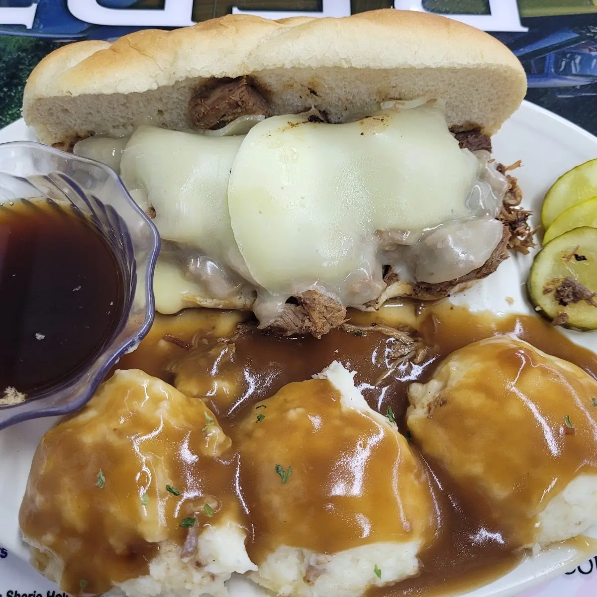 French Dip and Mashed Potatoes and Gravy