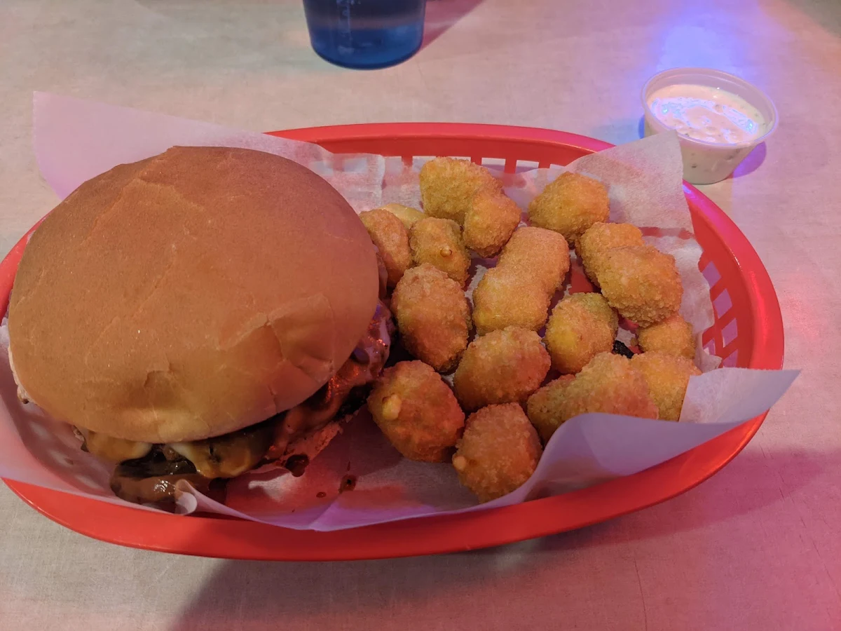 Mushroom Swiss Burger with Cheese Curds