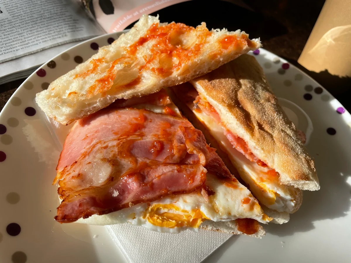 Bacon & Eggs Sandwich Turkish Bread, Rumbles Fine Cafe Eastwood