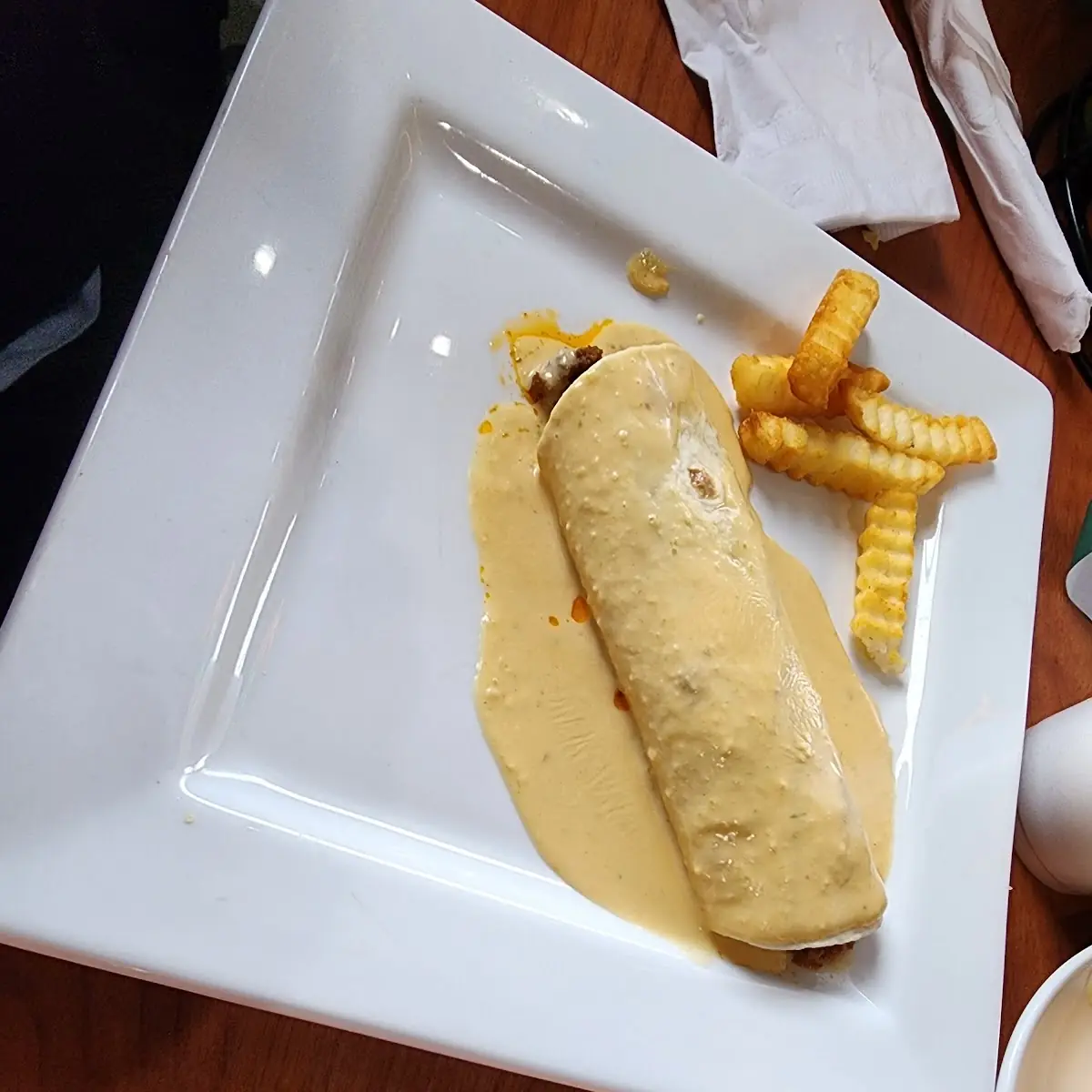 Ground Beef Burrito with Questions on Top