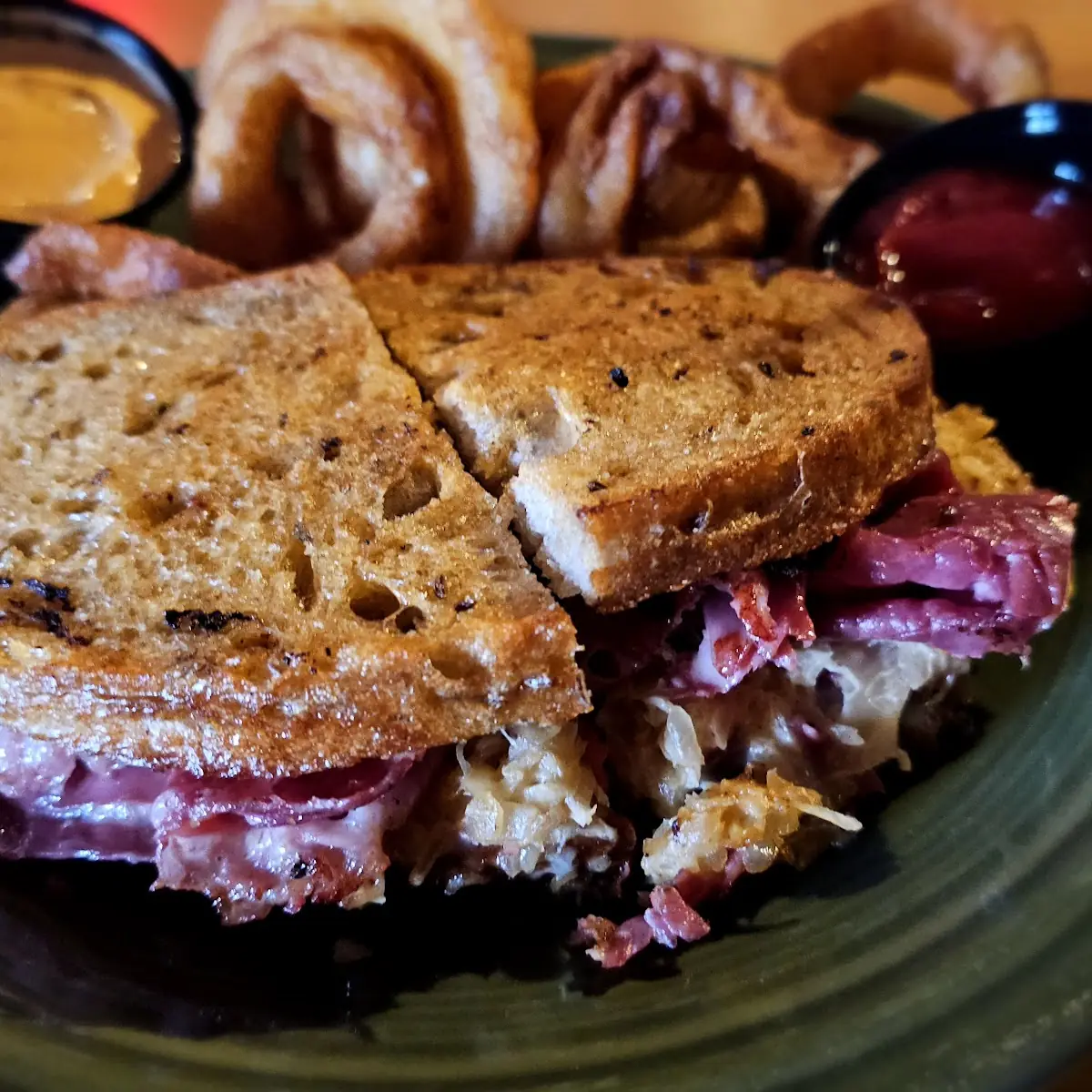 Reuben Sandwich with Onion Rings