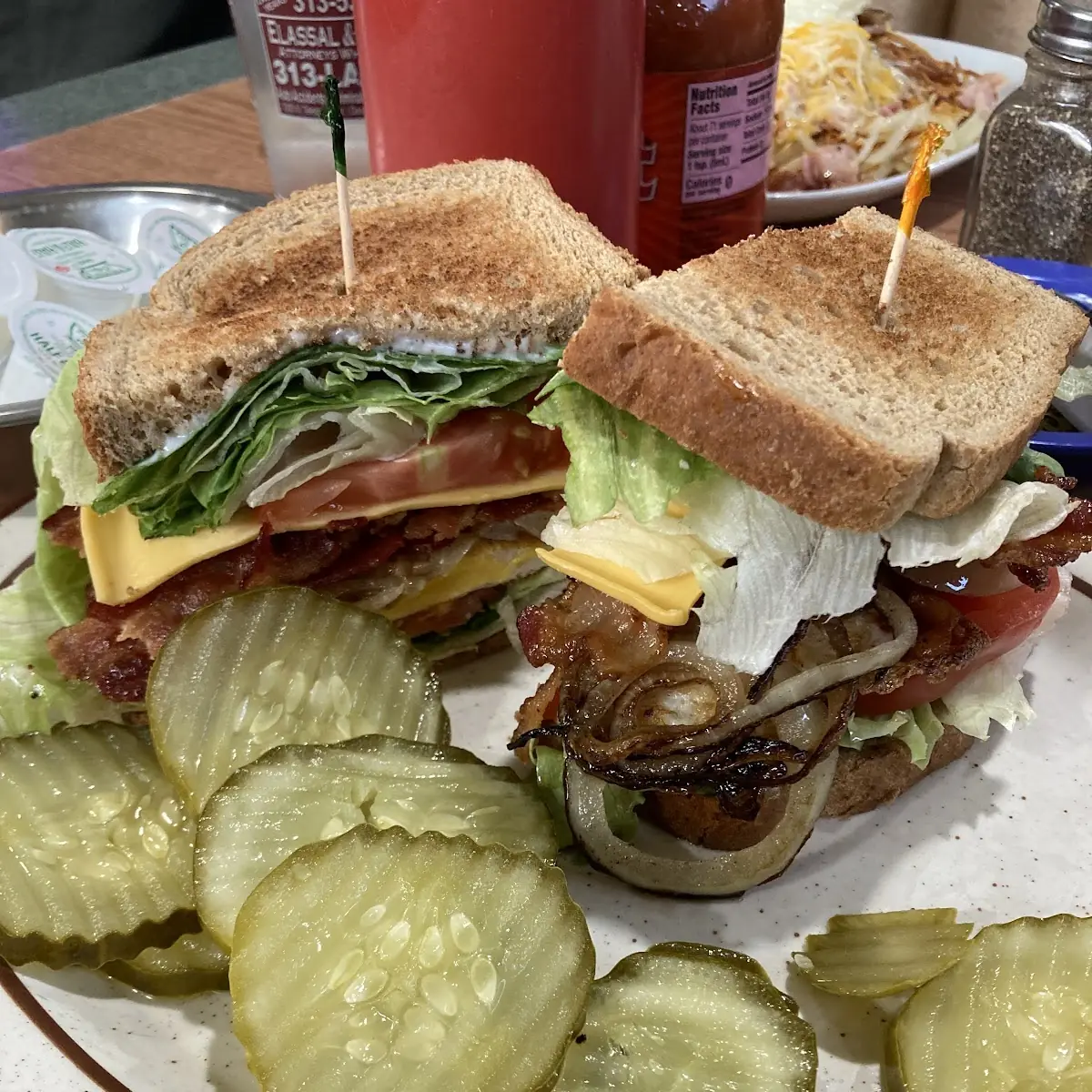 blt Sandwich with Fried Egg Grilled Onions and American Cheese