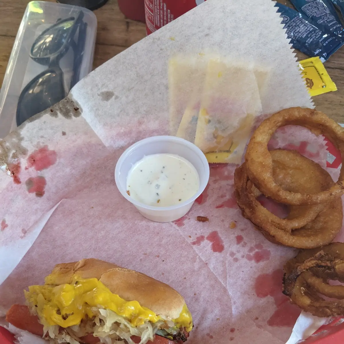 Burger and Onion Rings