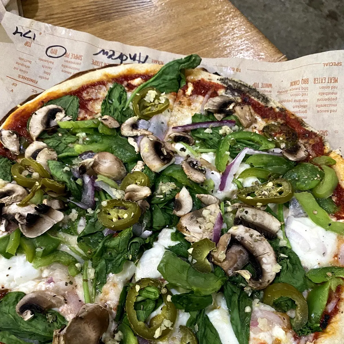 Spinach and Mushroom Pizza