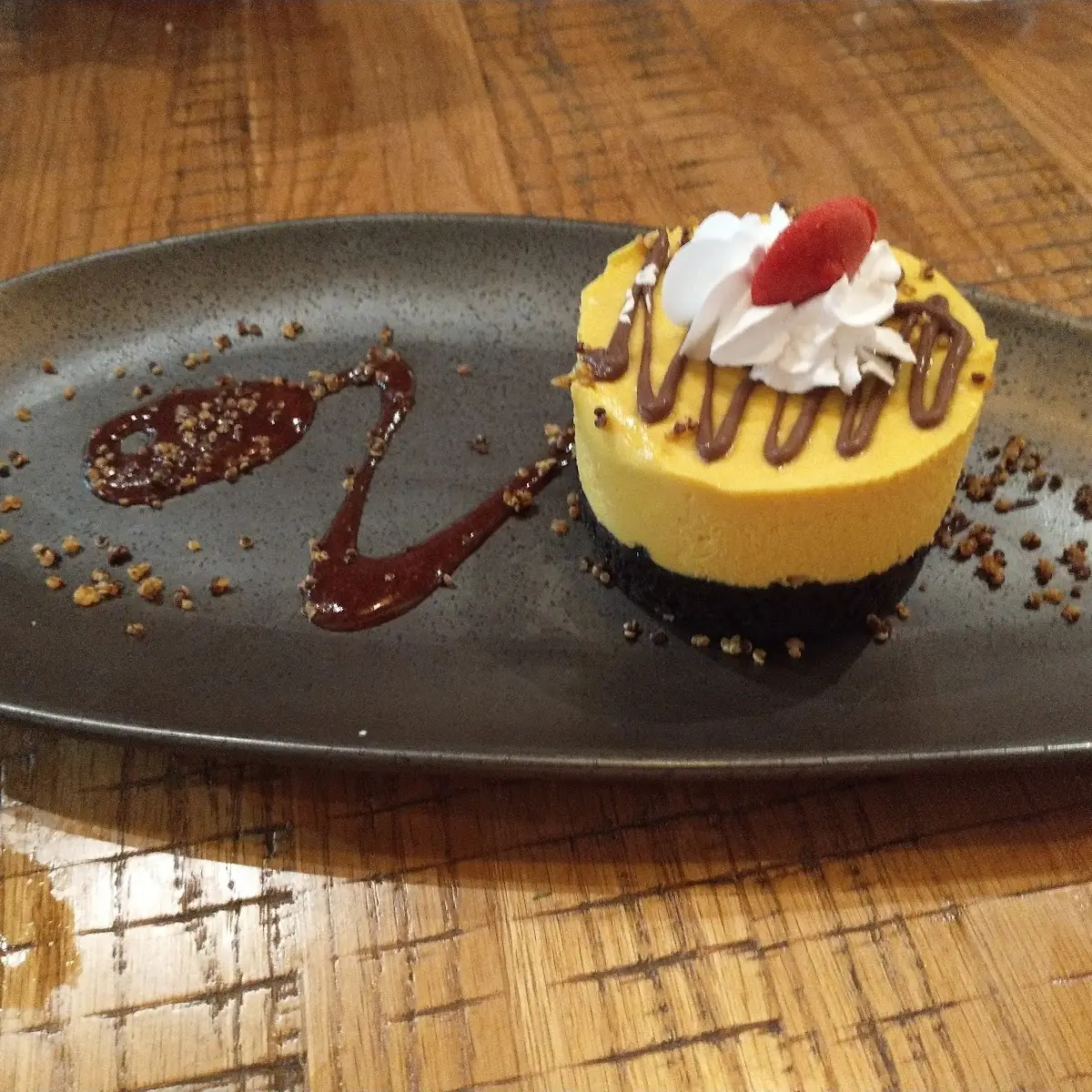 Lucuma Mousse with Chocolate Cake