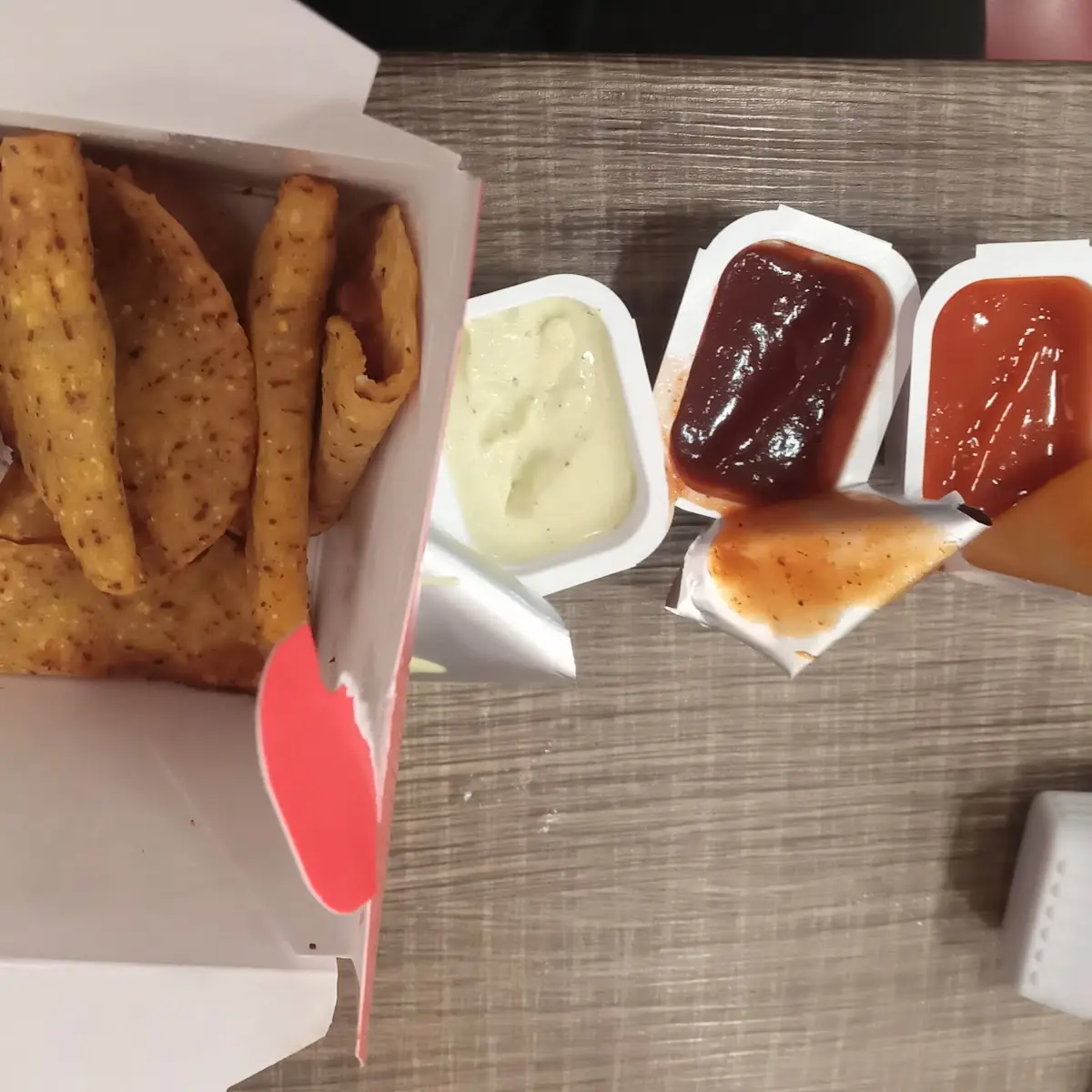 Tiny Tacos with Different Dipping Sauces