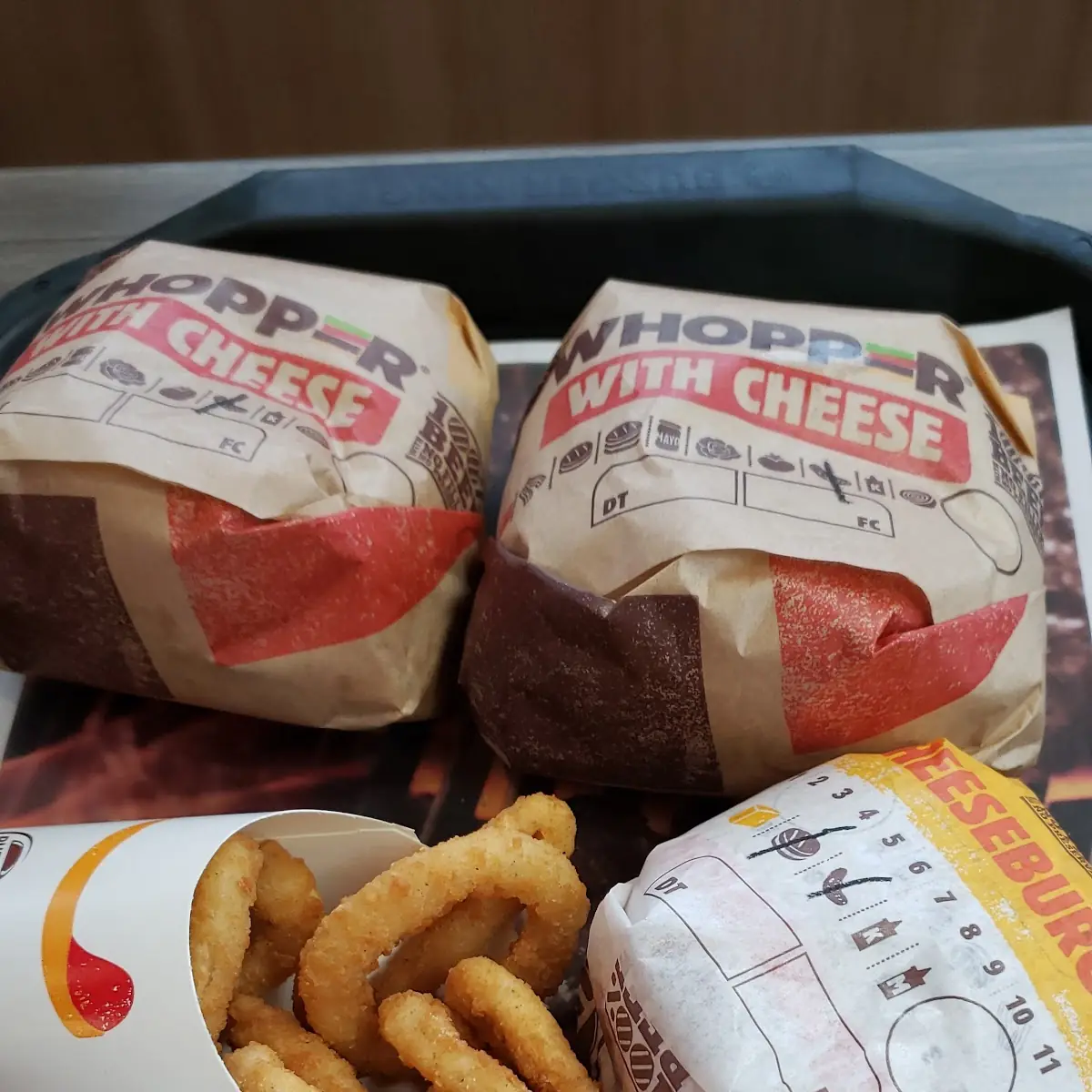 Double Cheeseburger with Onion Rings
