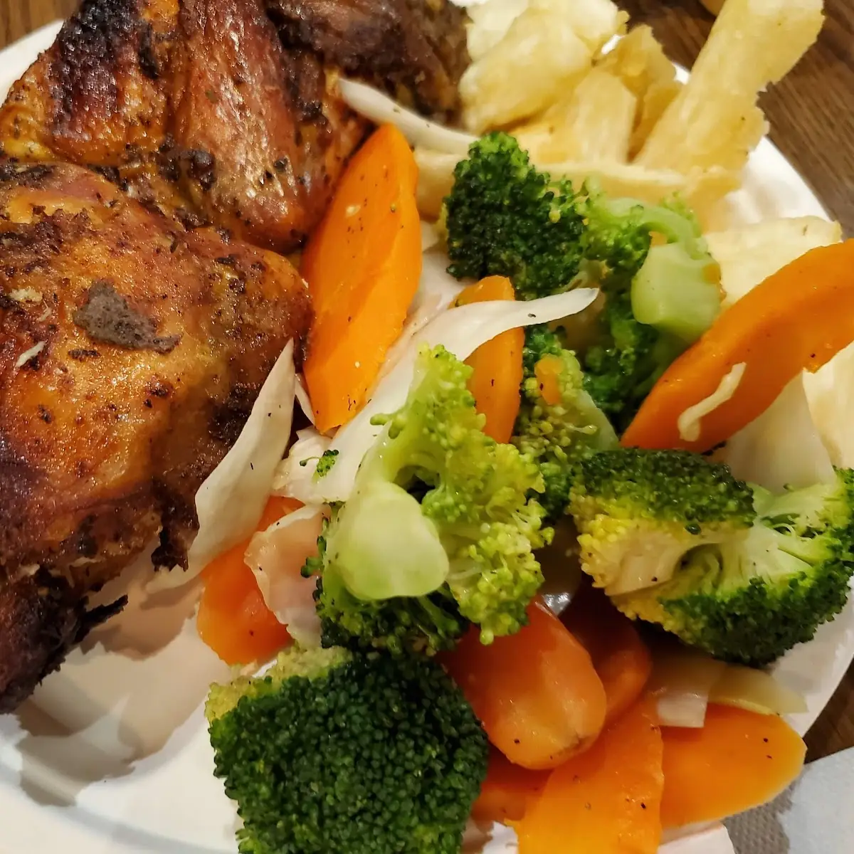 Chicken Steamed Vegetables and Yucca