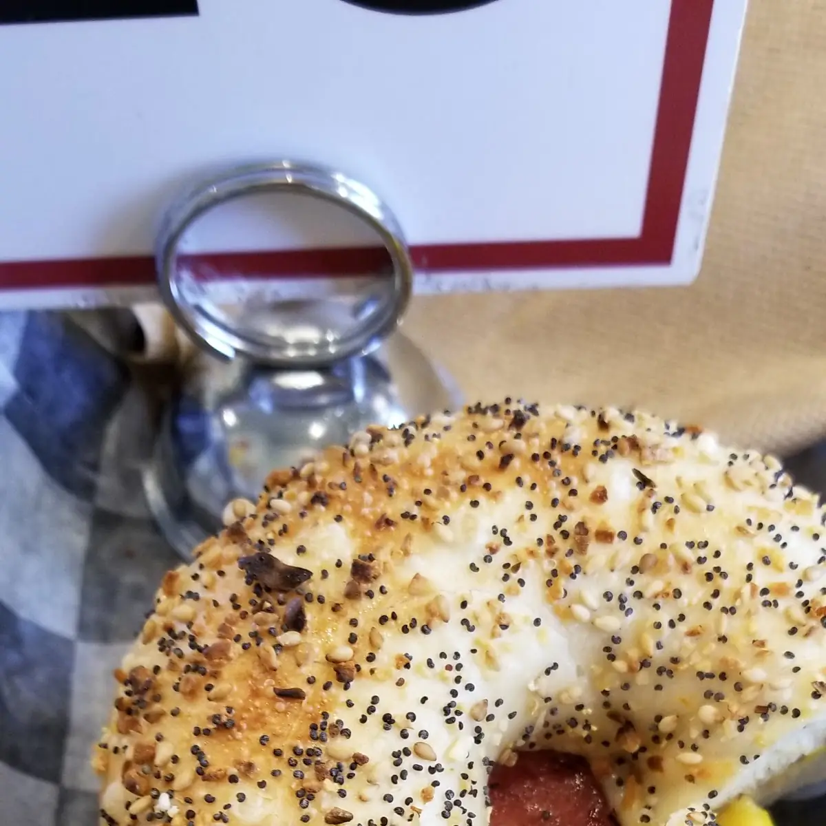 Egg Ham & Cheese on Everything Bagel