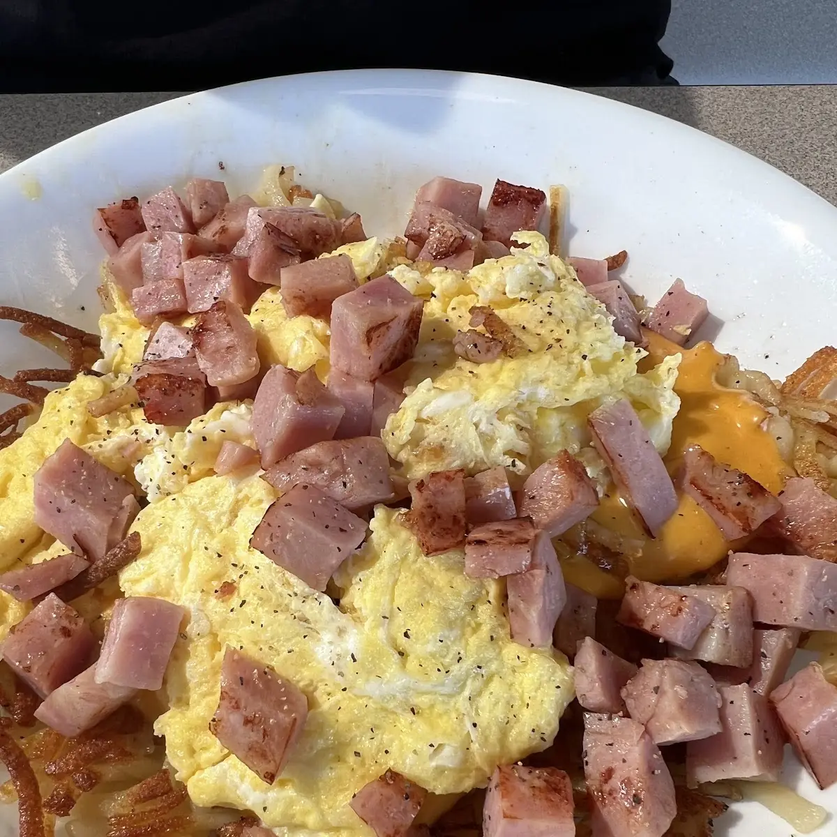 Ham Egg & Cheese Hashbrown Bowl