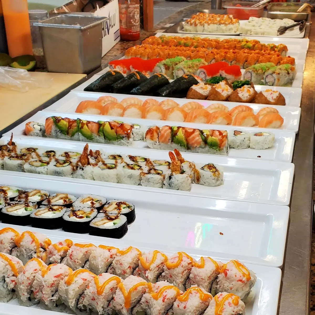 Sushi Rolls with Colorful Toppings