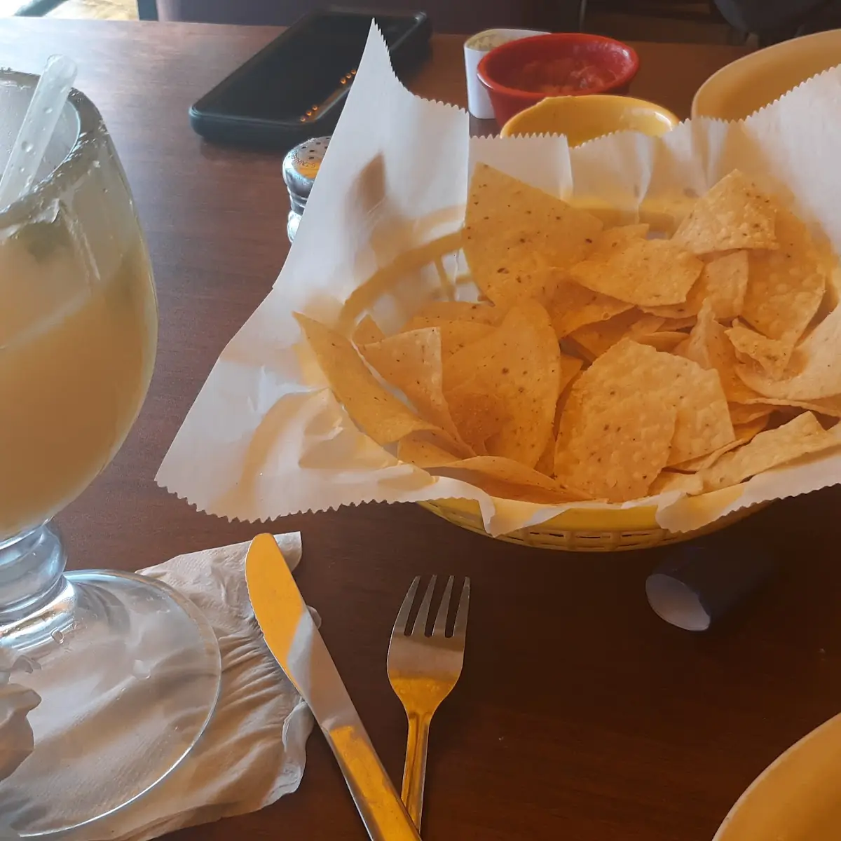 Chips Salsa and Mango Margarita