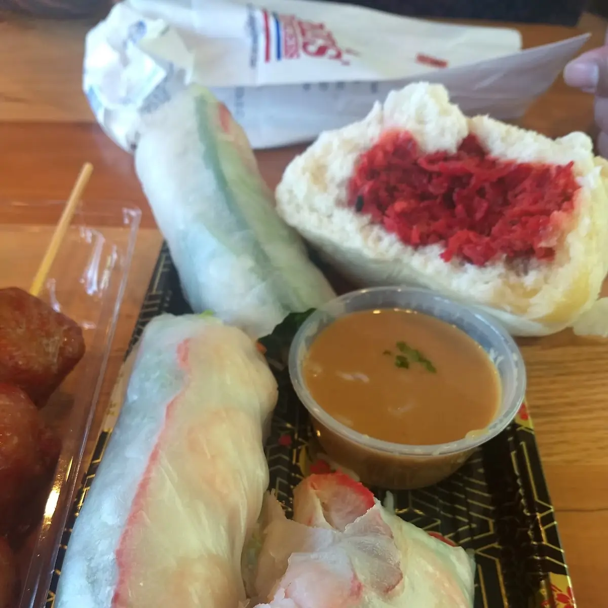 Spring Rolls and Steamed Pork Bun