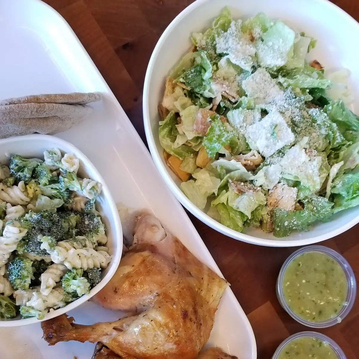 Half Chicken with Pasta Salad and Cesar Salad