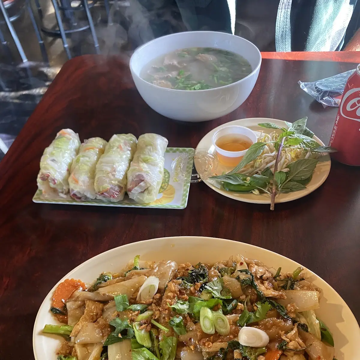 Chicken Drunken Noodles w Pork Spring Rolls
