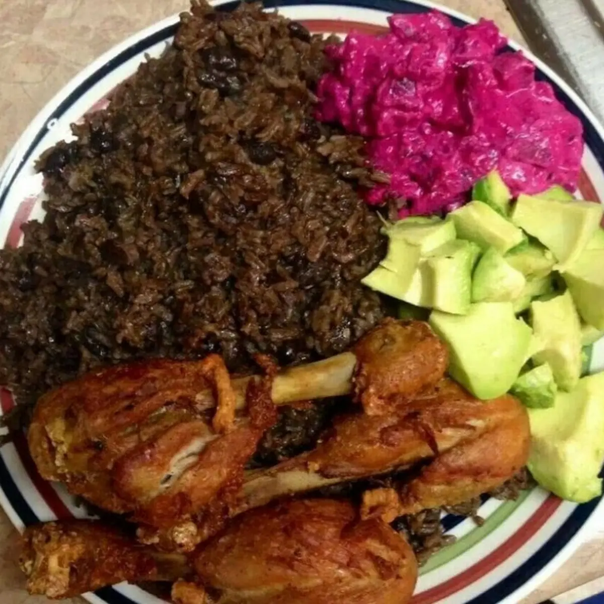 Black Rice Fried Chicken and Potatoes Salad