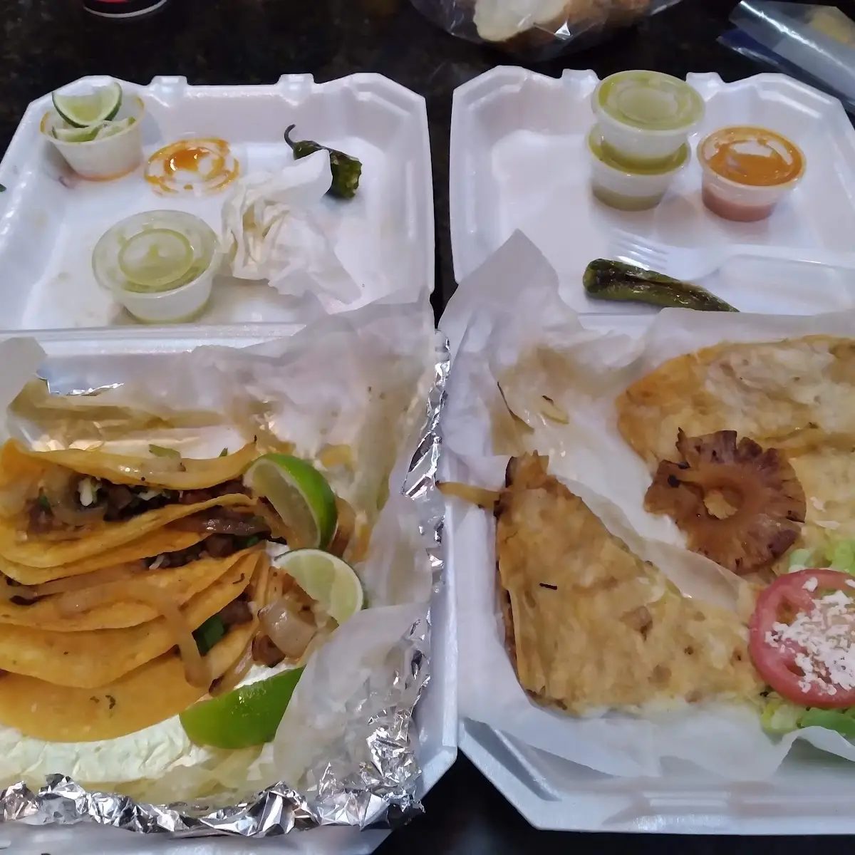 Beef Tacos and Chicken Quesadilla