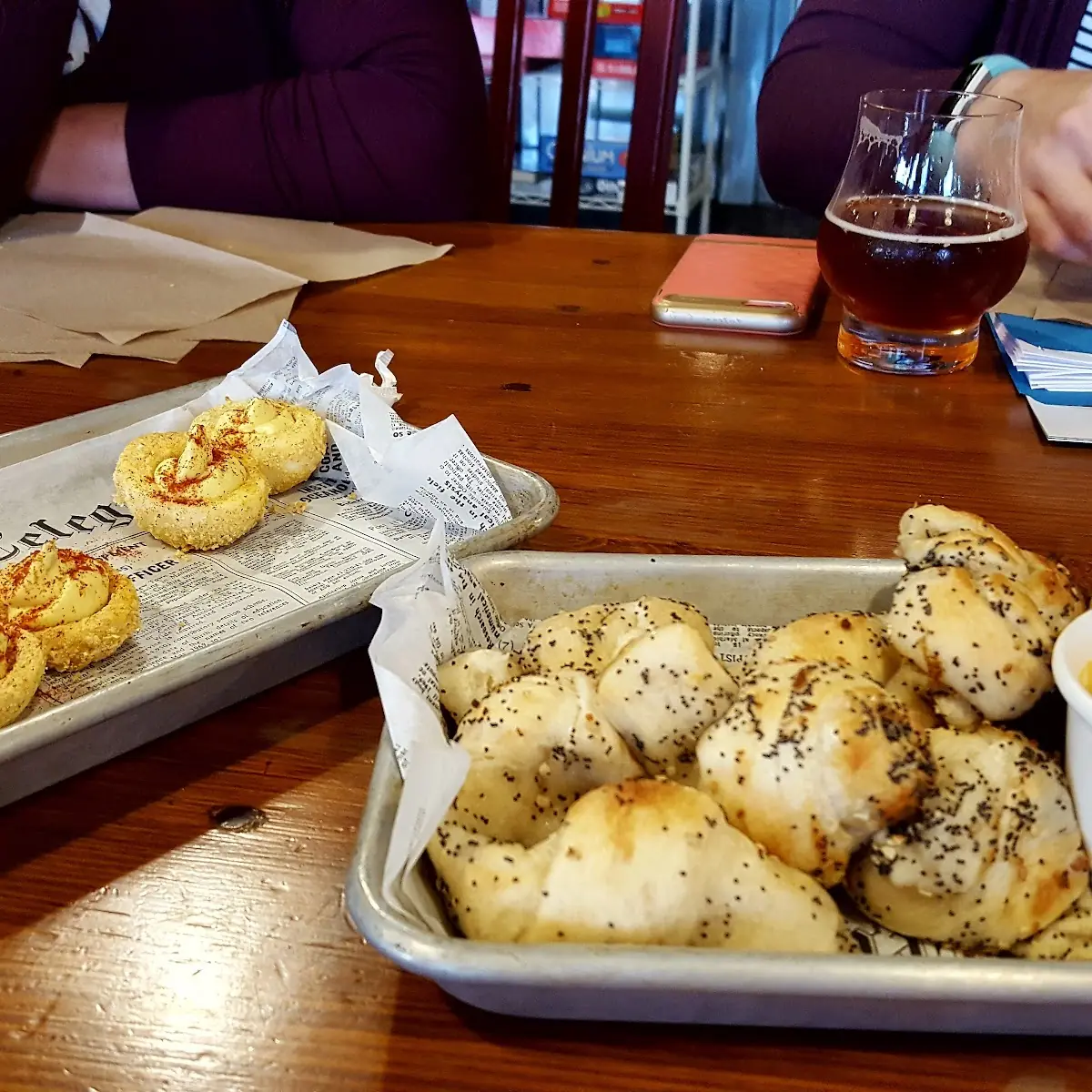 Fried Deviled Eggs & Homemade Pretzel Bites