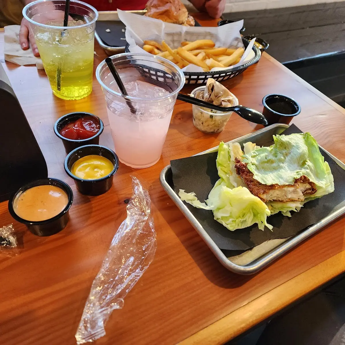 Spicy Chicken Sandwich Wrapped in Lettuce