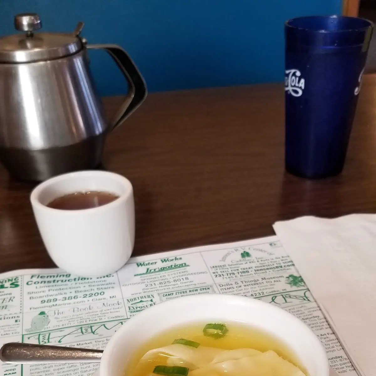 Hot Tea and Wonton Soup