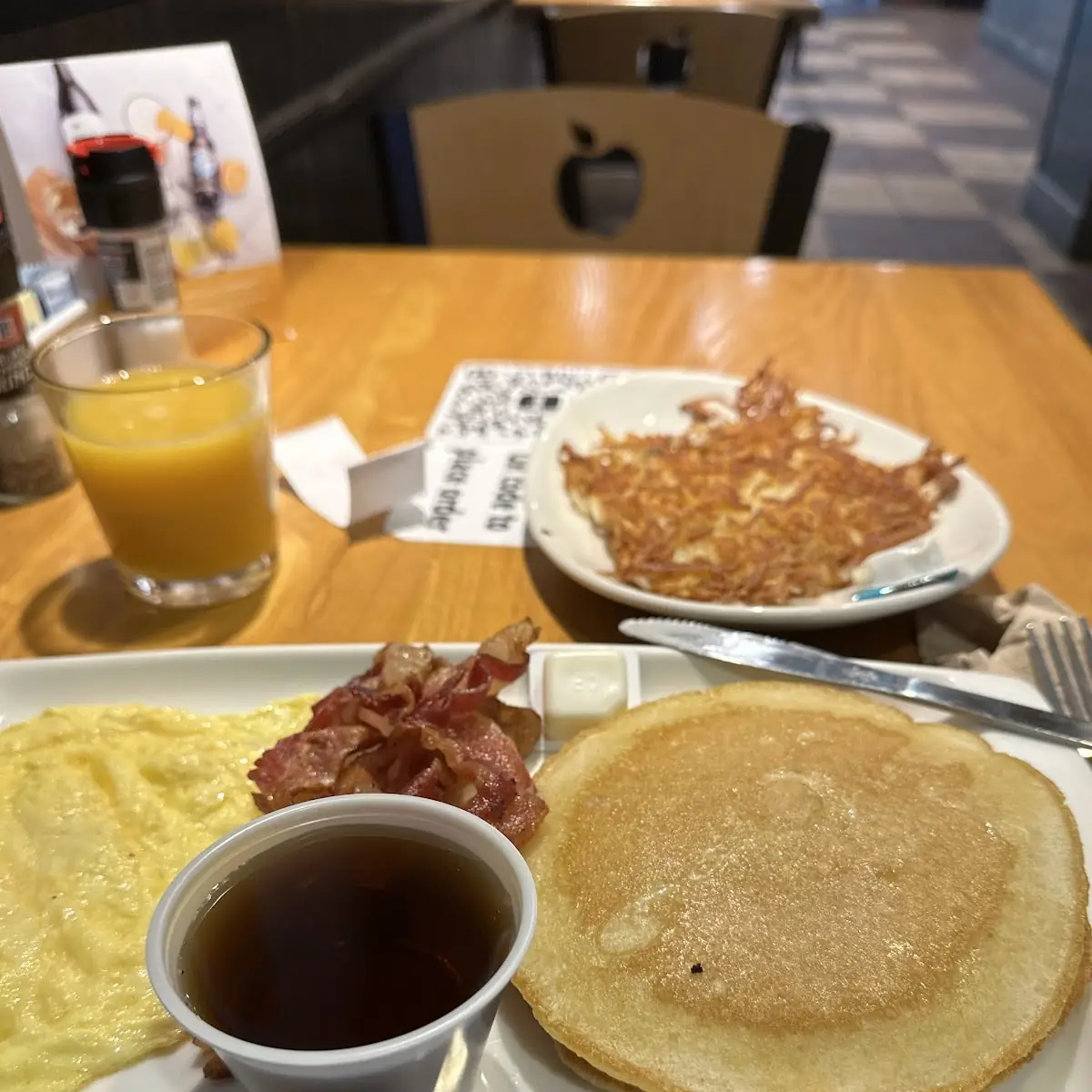 Pancakes Bacon Eggs and Hash Browns