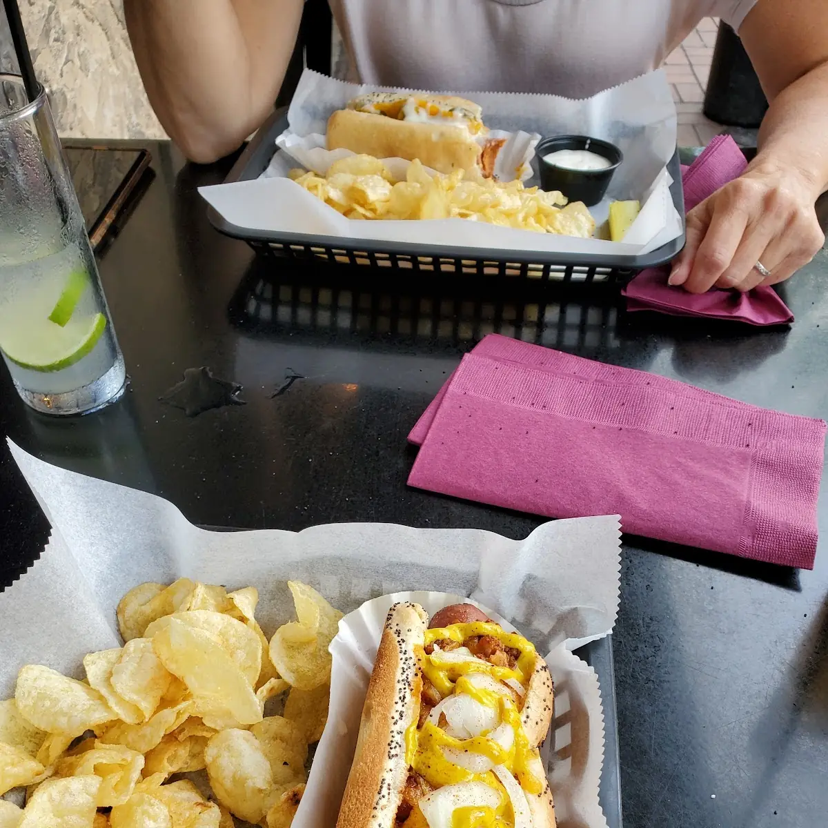 Chili Dog with Mustard and Onions