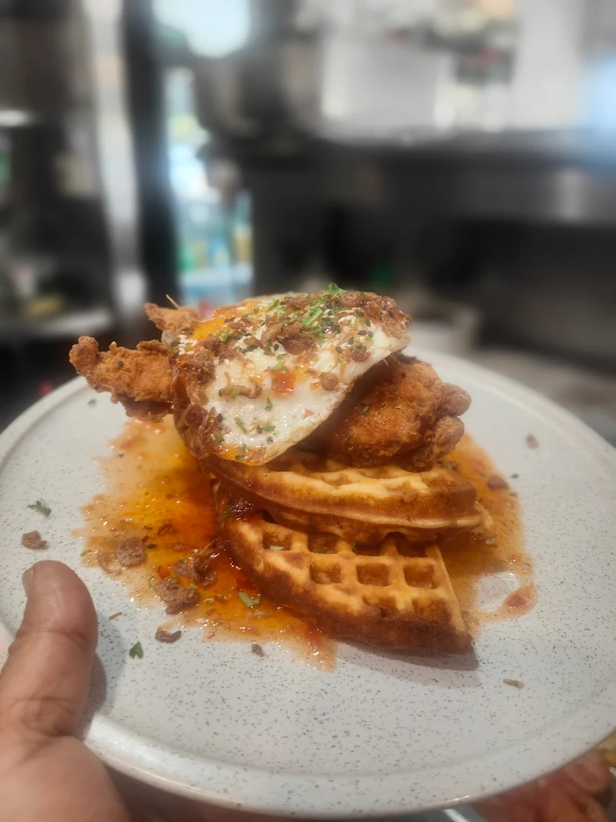 Crispy Chicken Waffle, Social Cafe, Bar & Restaurant
