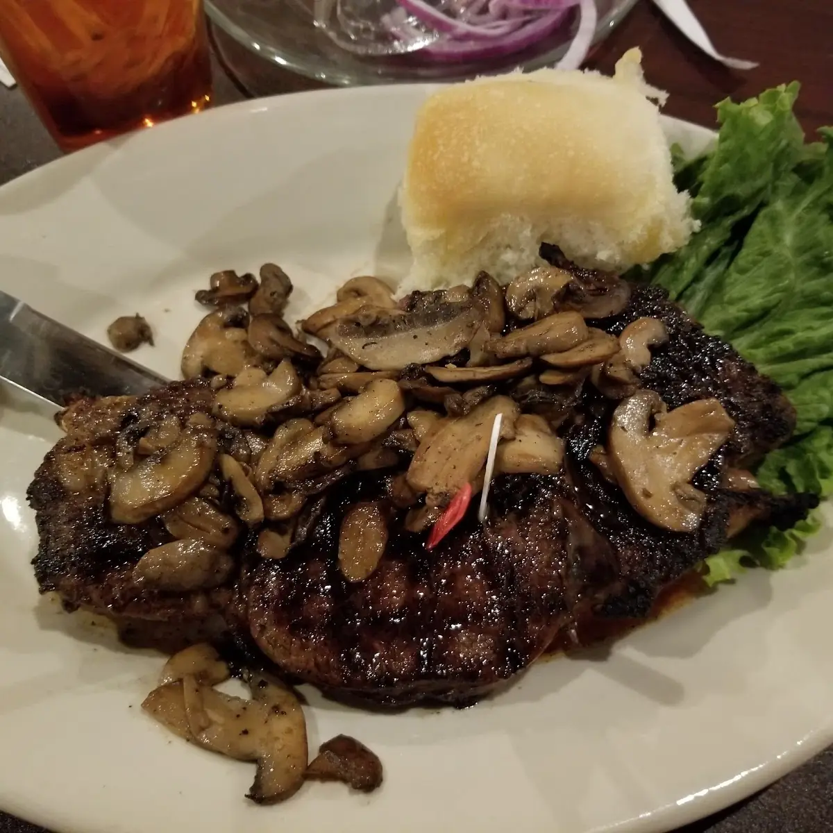 16 Oz Ribeye and Sauteed Mushrooms
