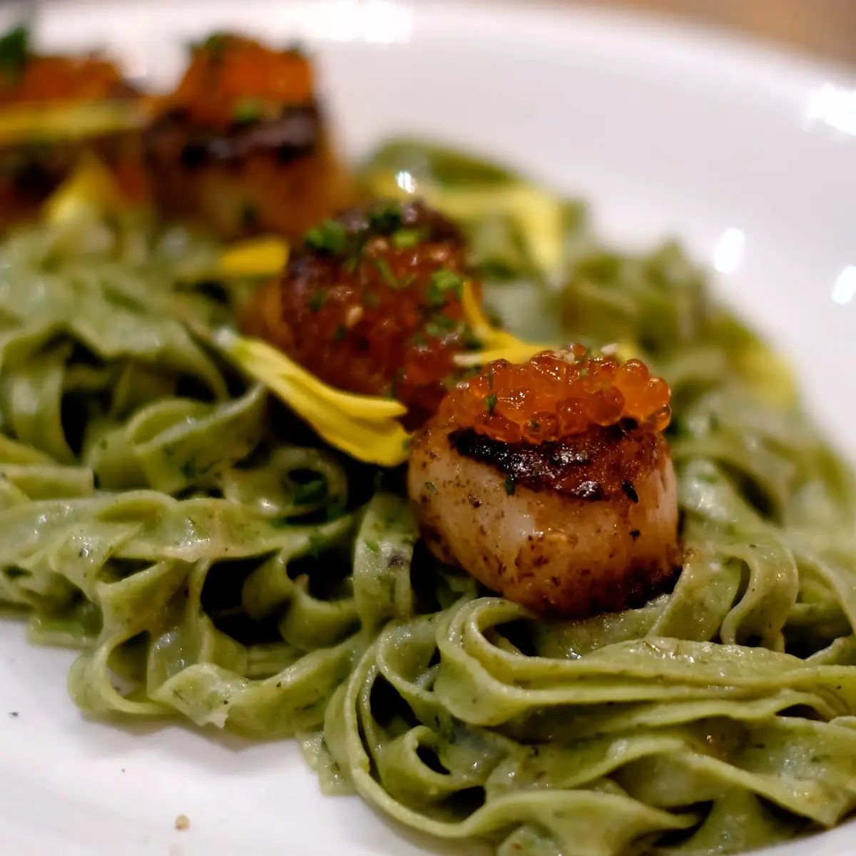 Mafaldine with Seared Scallops