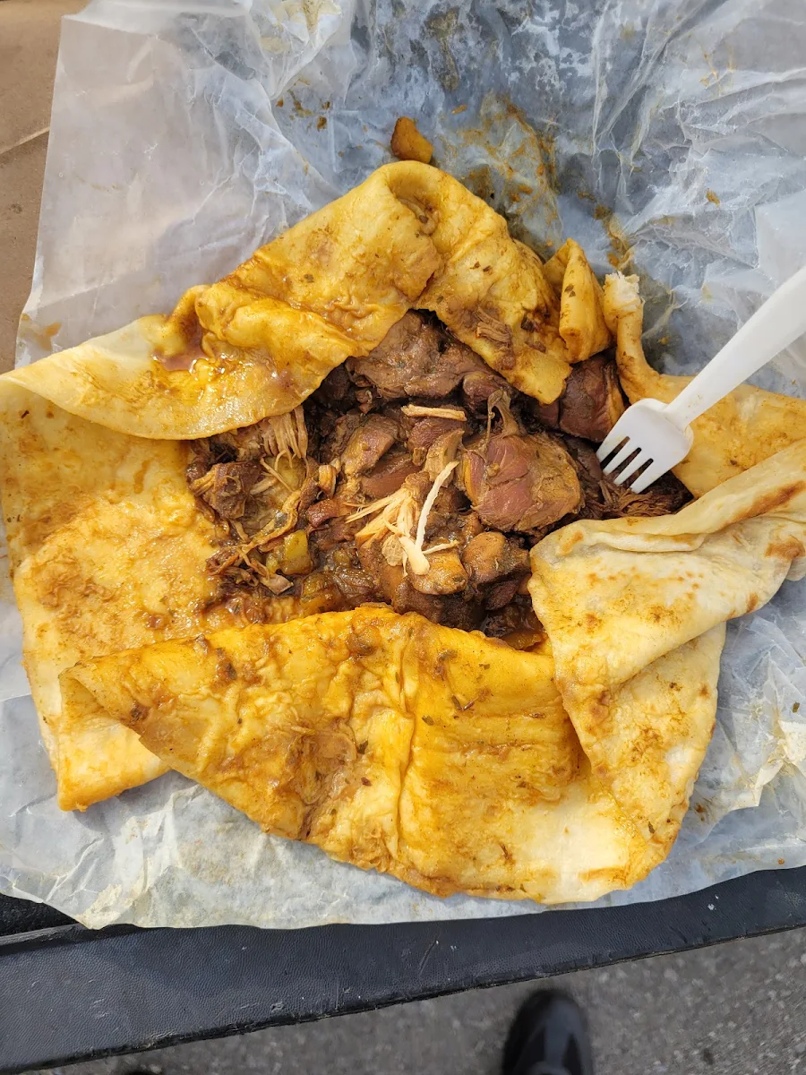 Jerk Chicken Roti, Lena's Roti & Doubles