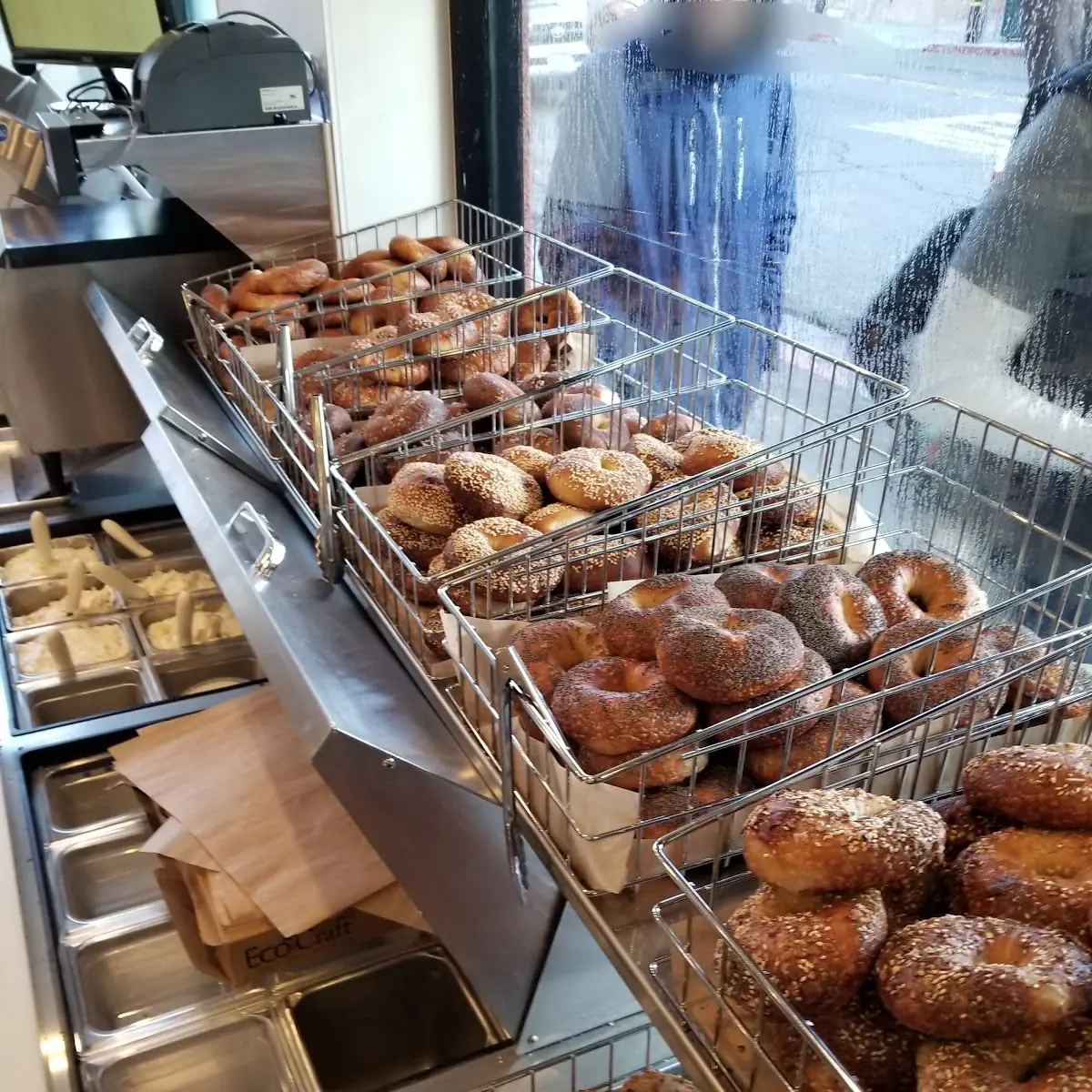 Assorted Bagels on Display