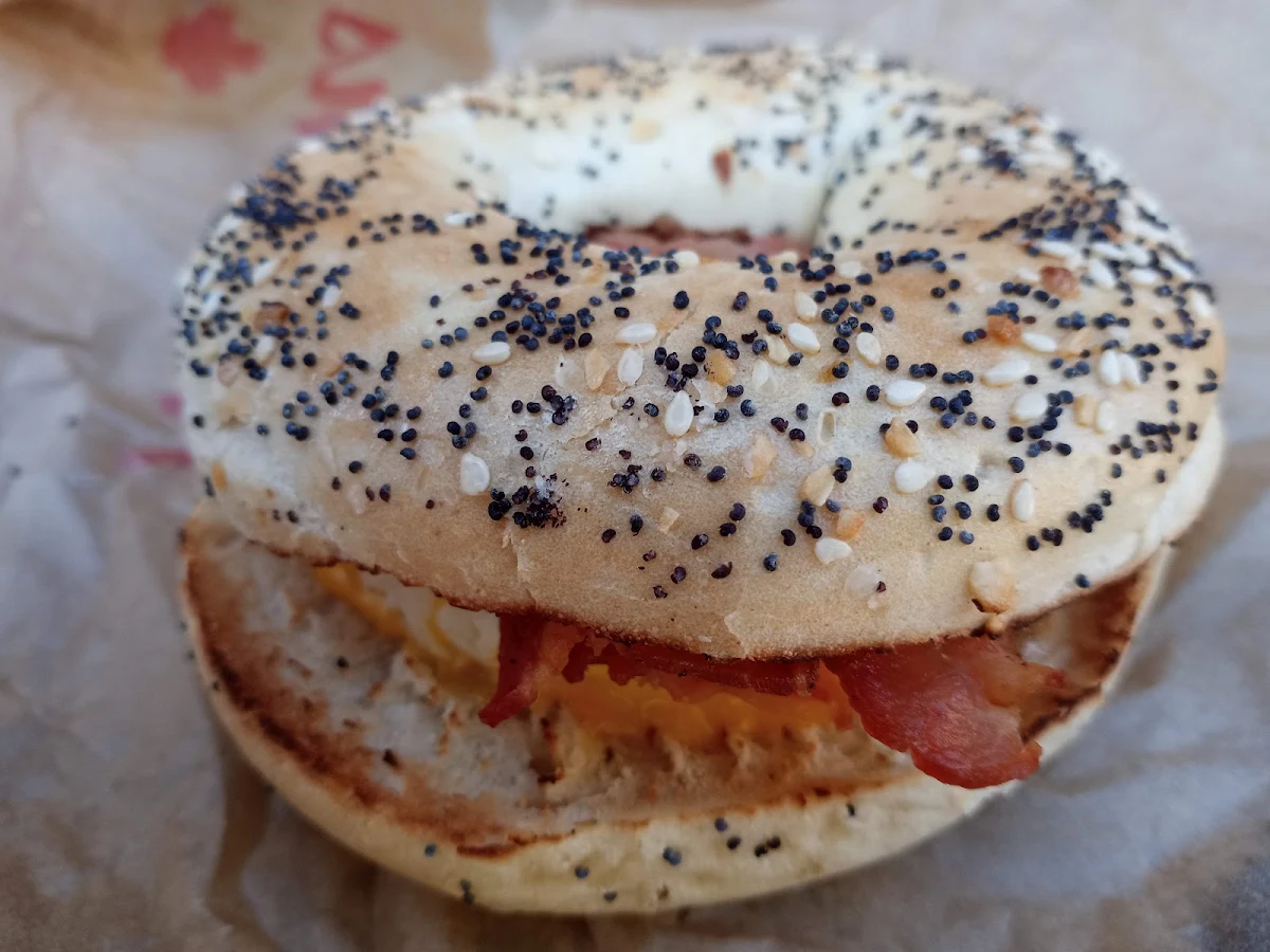 Bacon Breakfast Sandwich in an Everything Bagel