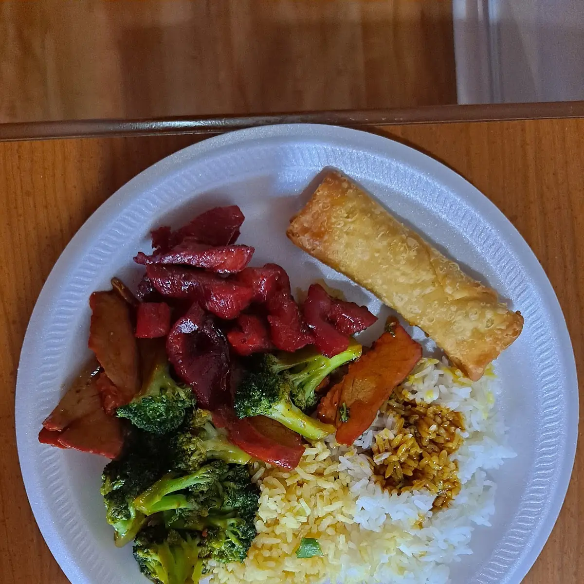 B B Q Pork Ribs Chicken Fried Rice Beef Broccoli White Rice & Egg Roll