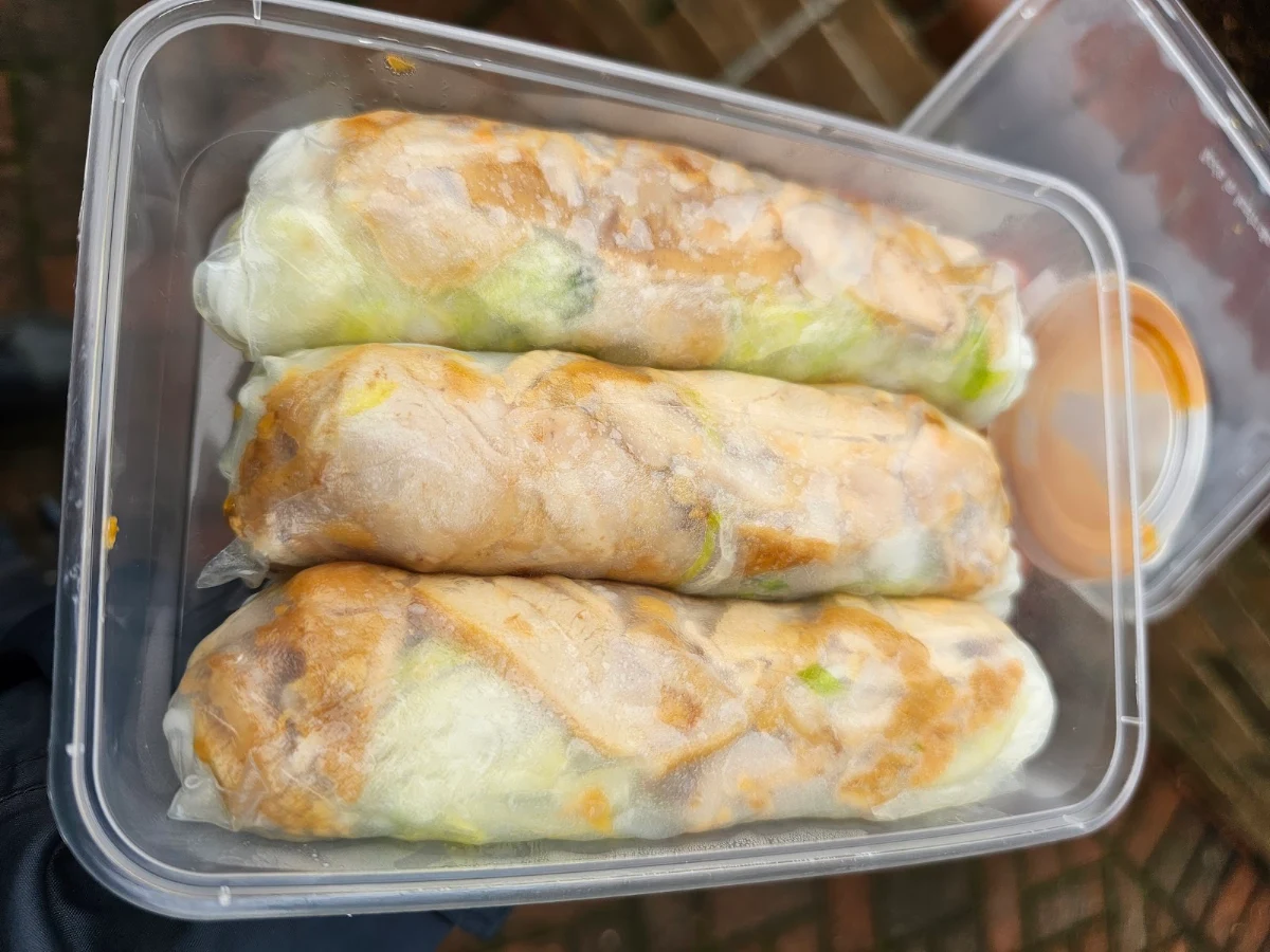 Chicken Rice Paper Rolls, Newtown Pork Roll