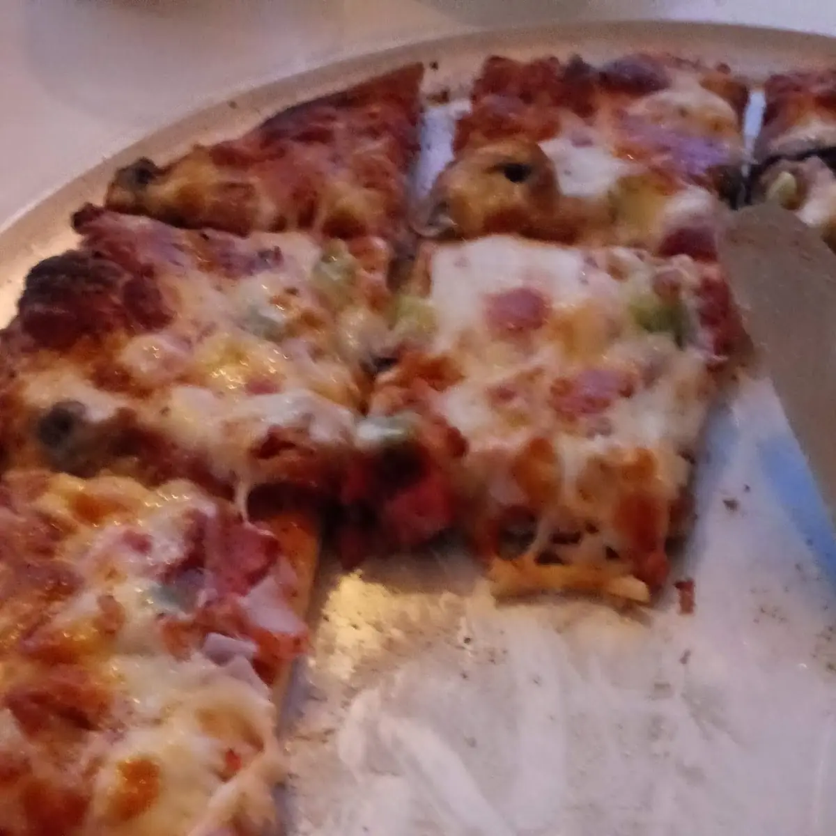 Bacon Green Pepper Onion Mushroom Pizza